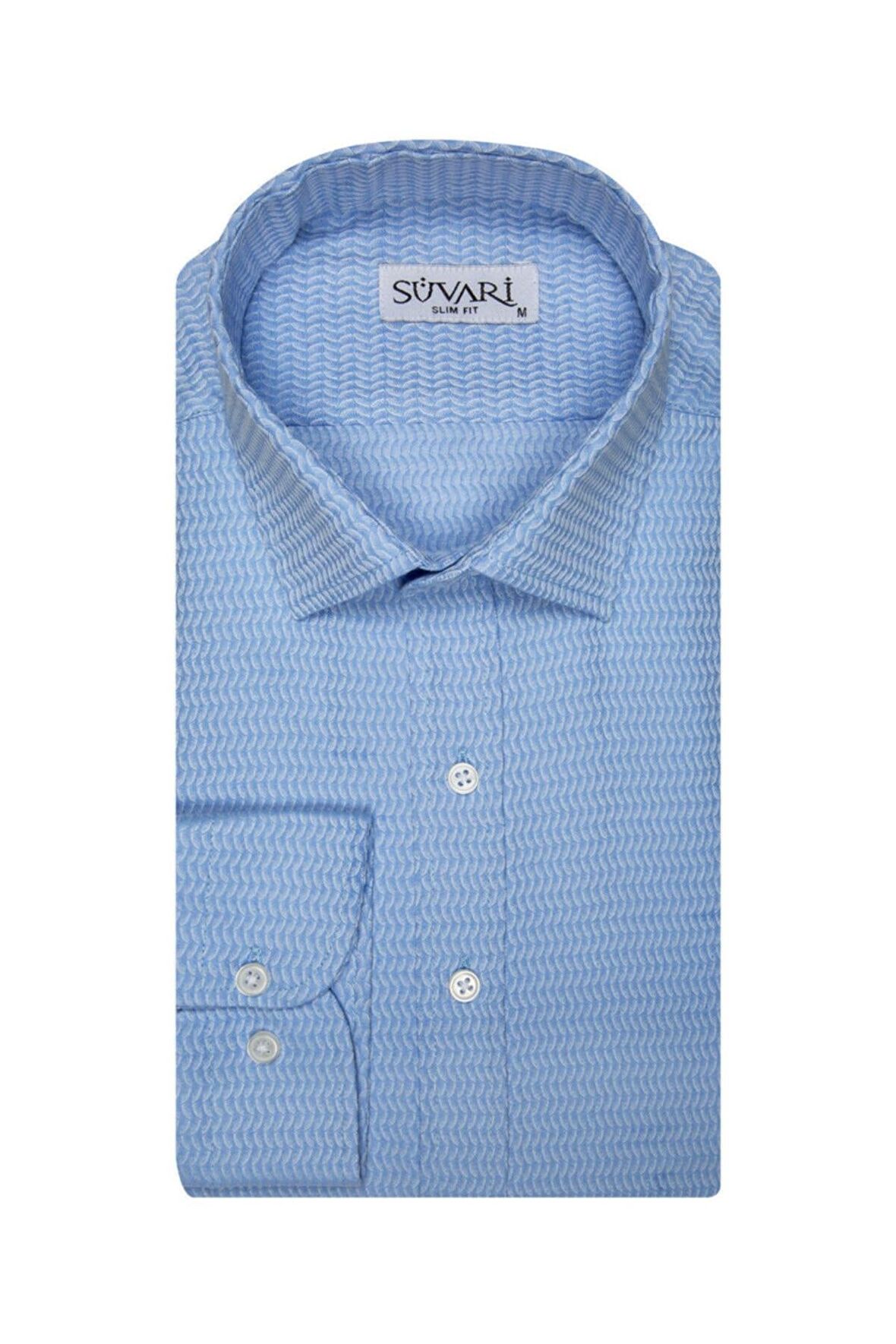 Süvari Slim Fit Armür Desenli Erkek Gömlek