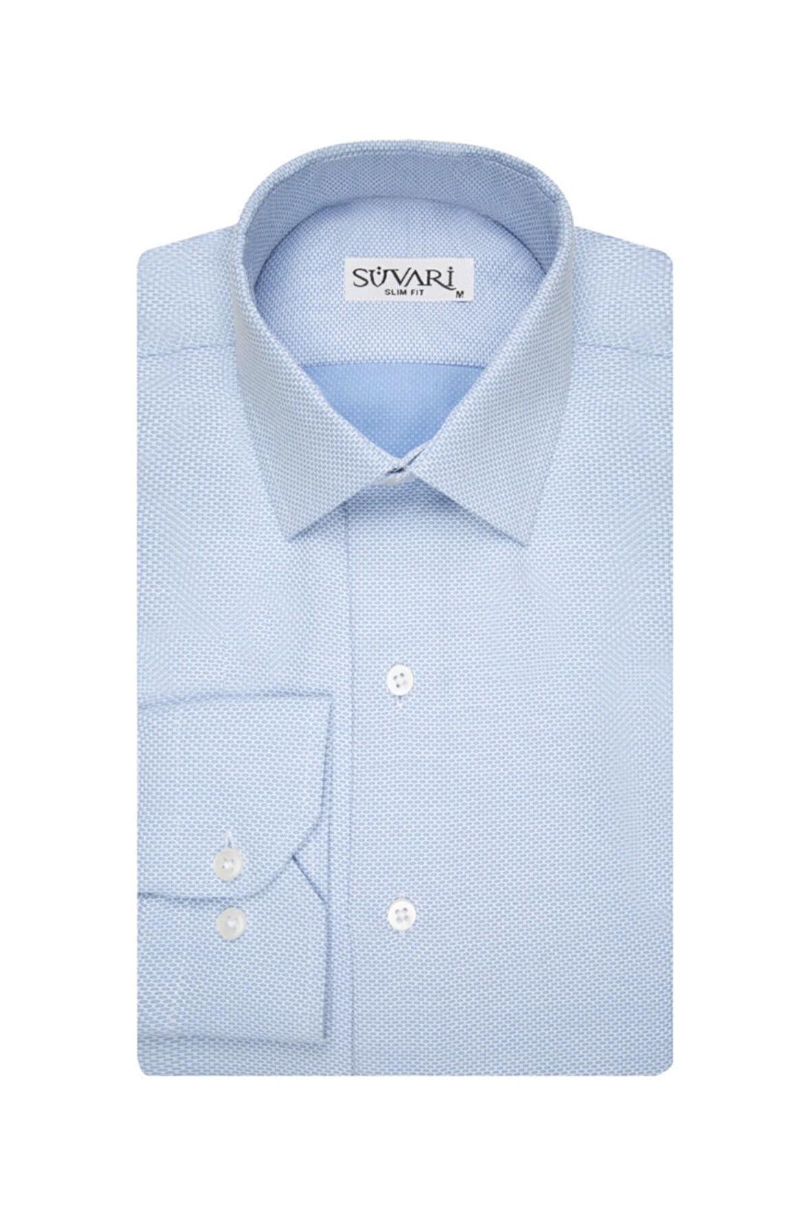 Süvari Slim Fit Armür Desenli Erkek Gömlek