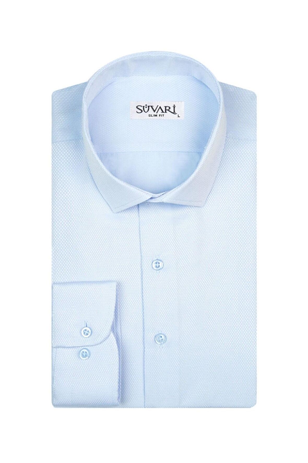 Süvari Slim Fit Armür Desenli Siyah Erkek Gömlek