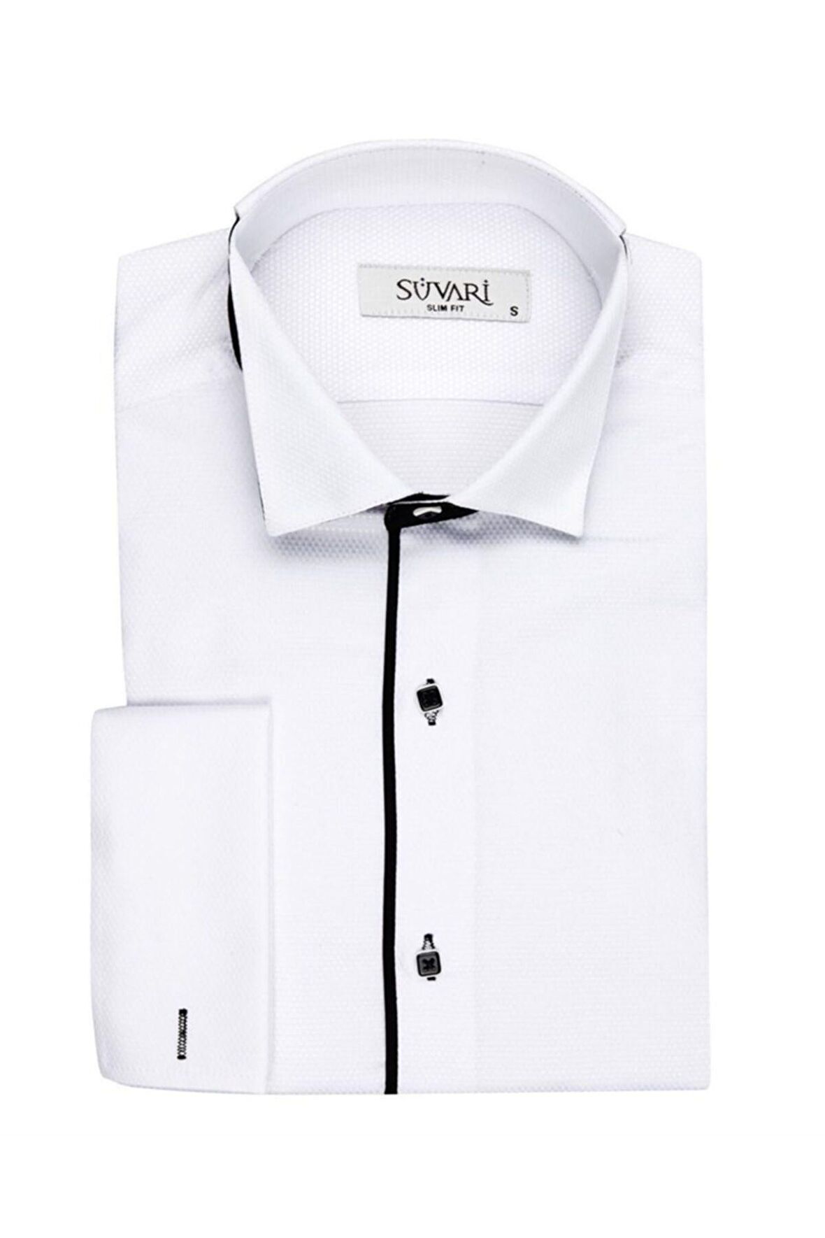Süvari Ata Yaka Slim Fit Siyah Çizgili Erkek Gömlek