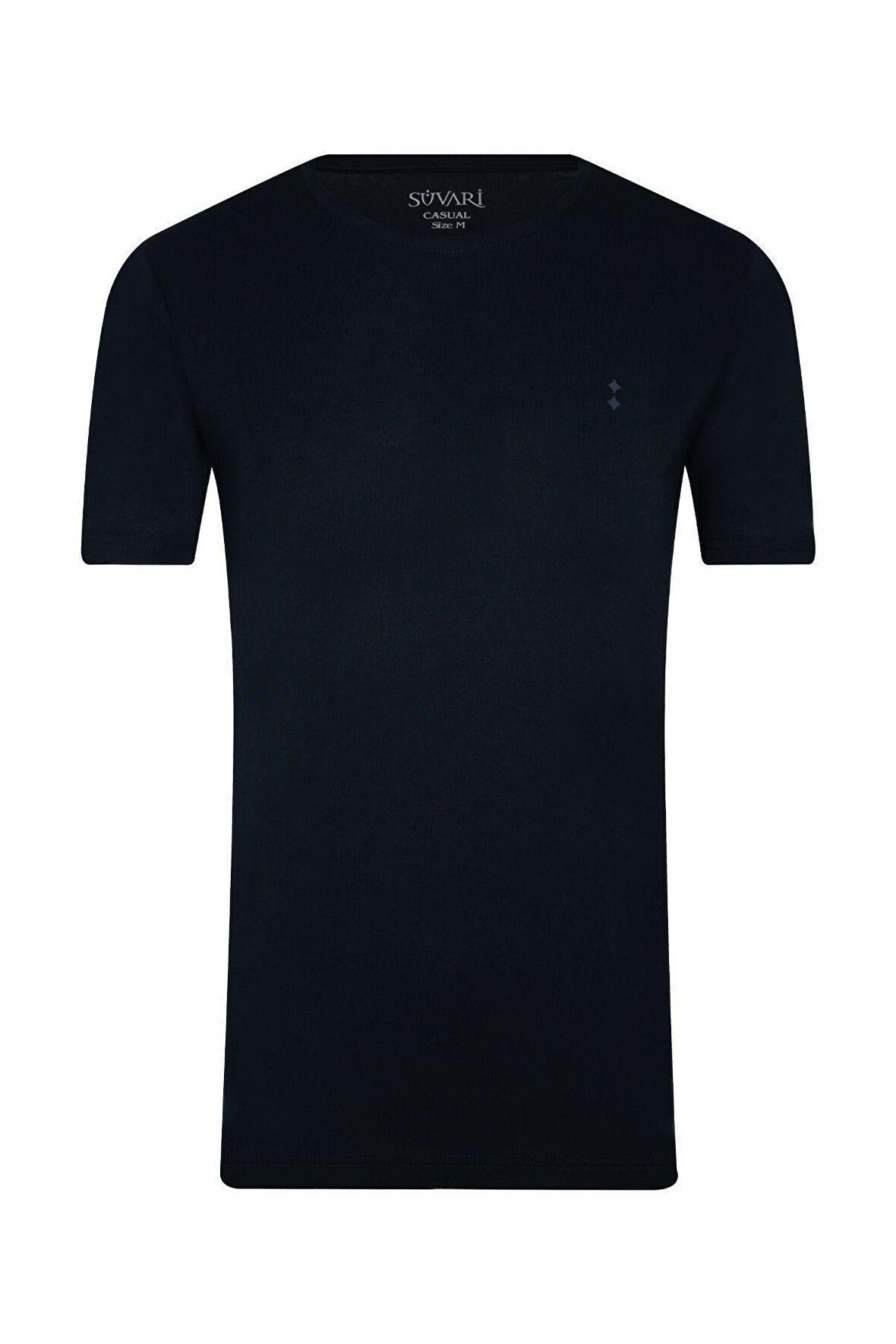 Süvari Erkek Lacivert Rahat Kalıp O Yaka Düz Tişört