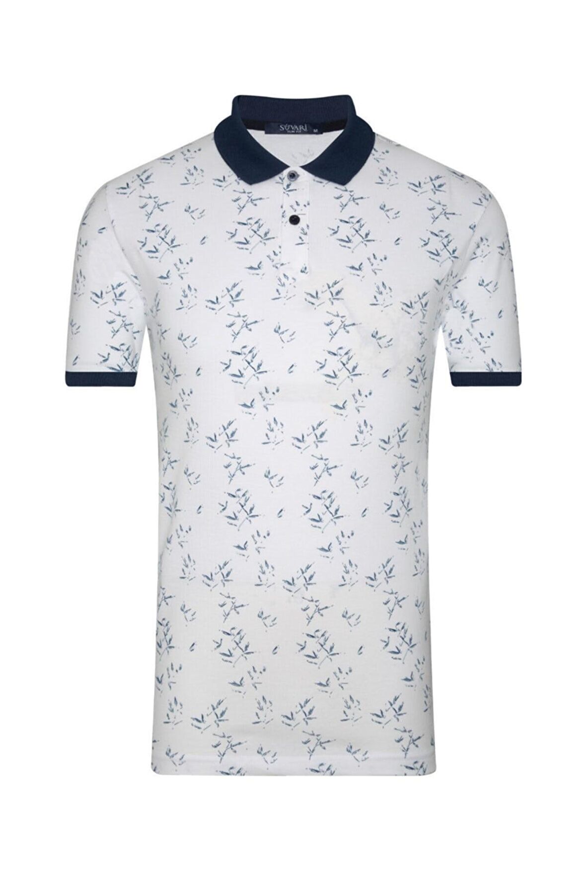 Slim Fit Desenli Polo Yaka Erkek Tişört
