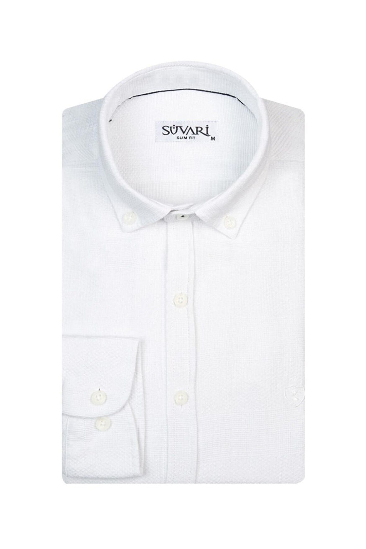 Süvari Slim Fit Beyaz Erkek Gömlek
