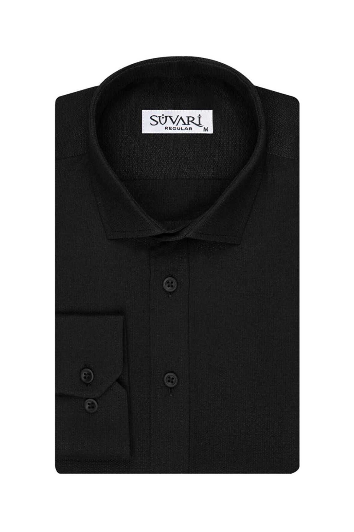 Süvari Armür Desenli Siyah Erkek Gömlek