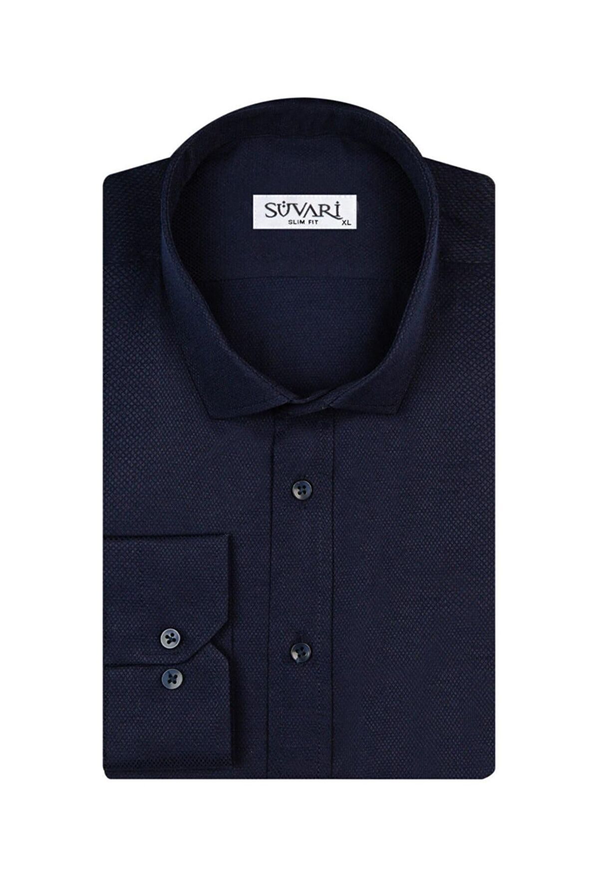Süvari Slim Fit Armür Desenli Erkek Gömlek