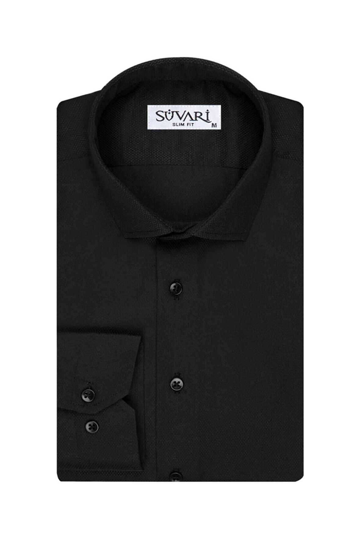 Süvari Armür Desenli Slim Fit Beyaz Erkek Gömlek