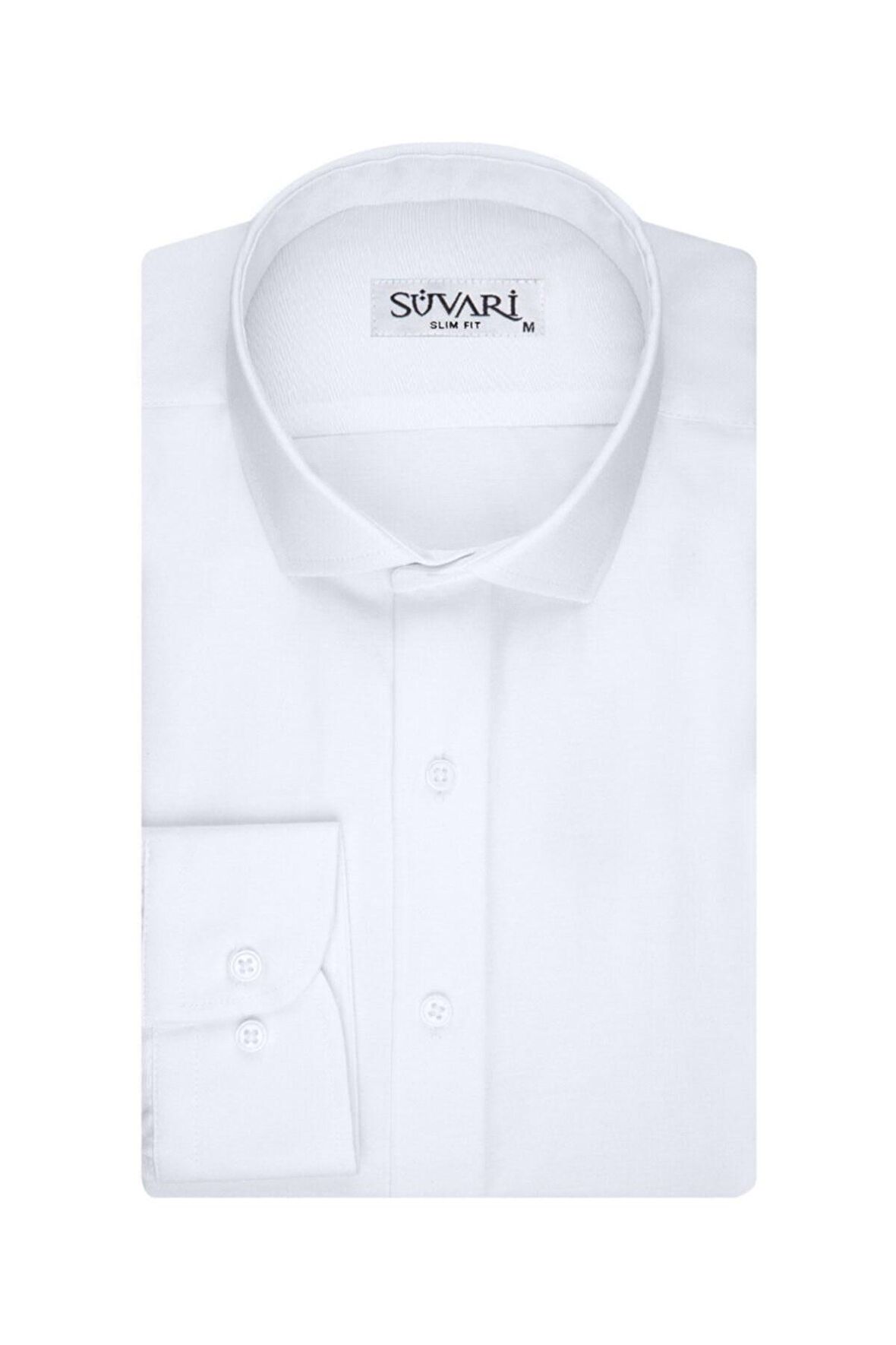 Süvari Slim Fit Filafil Beyaz Erkek Gömlek