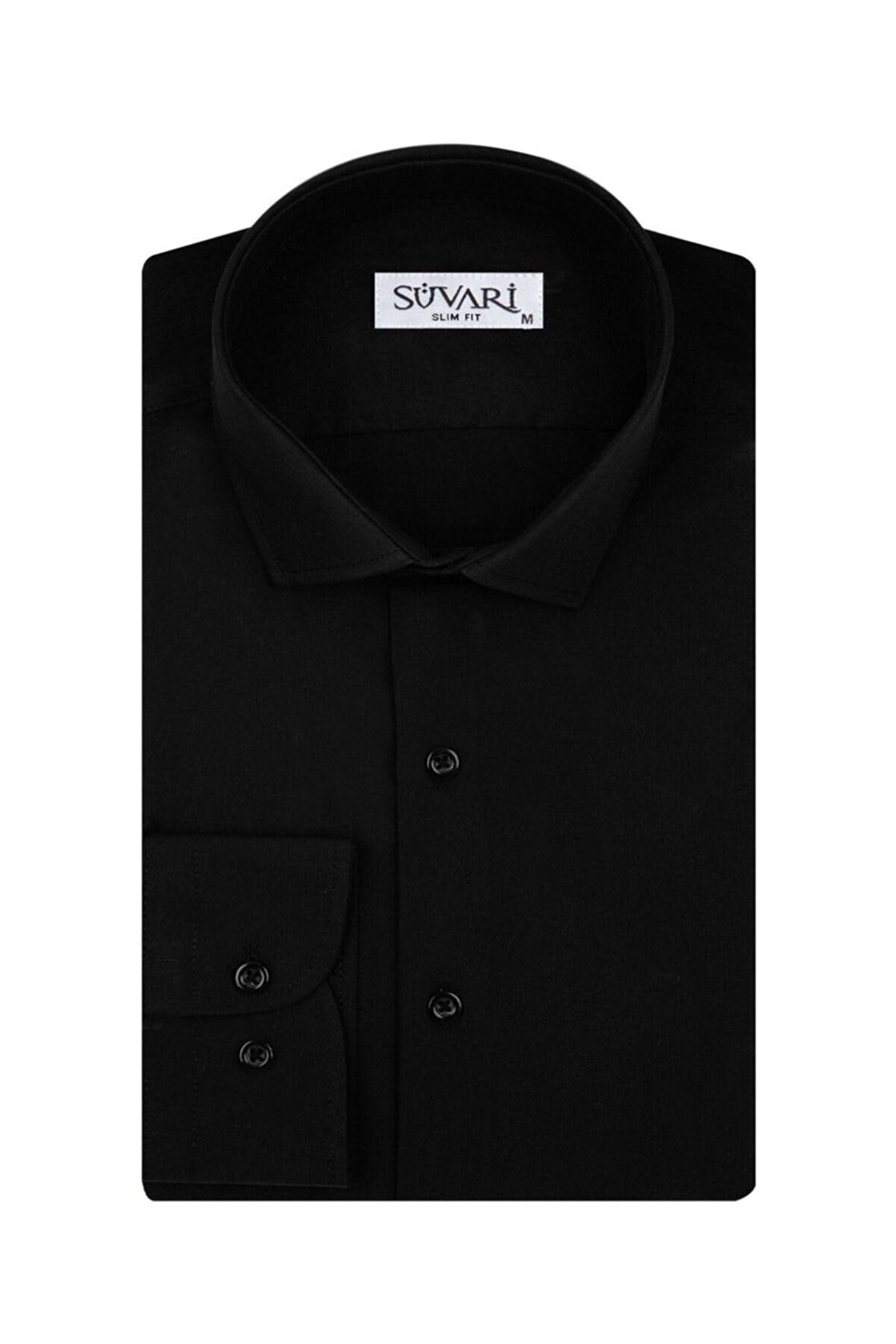 Süvari Slim Fit Siyah Erkek Gömlek