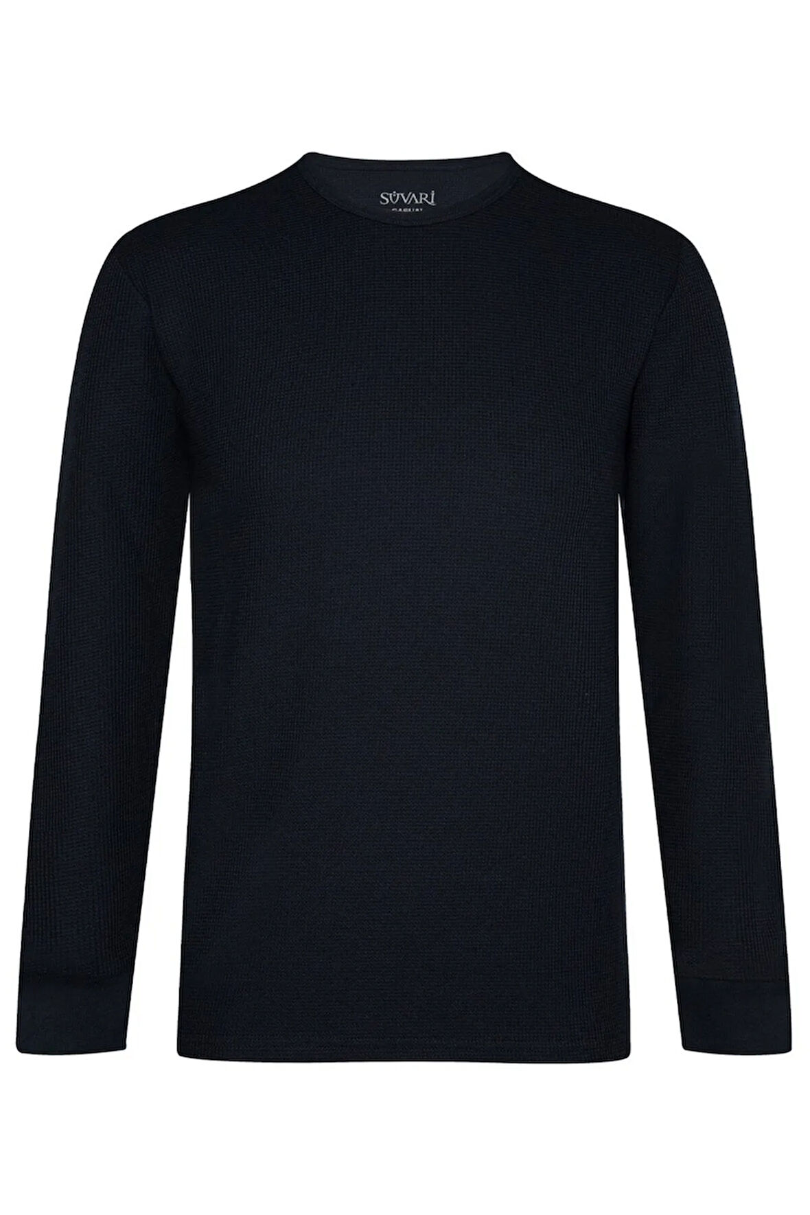 Süvari O Yaka Waffle Desenli Lacivert Sweatshirt