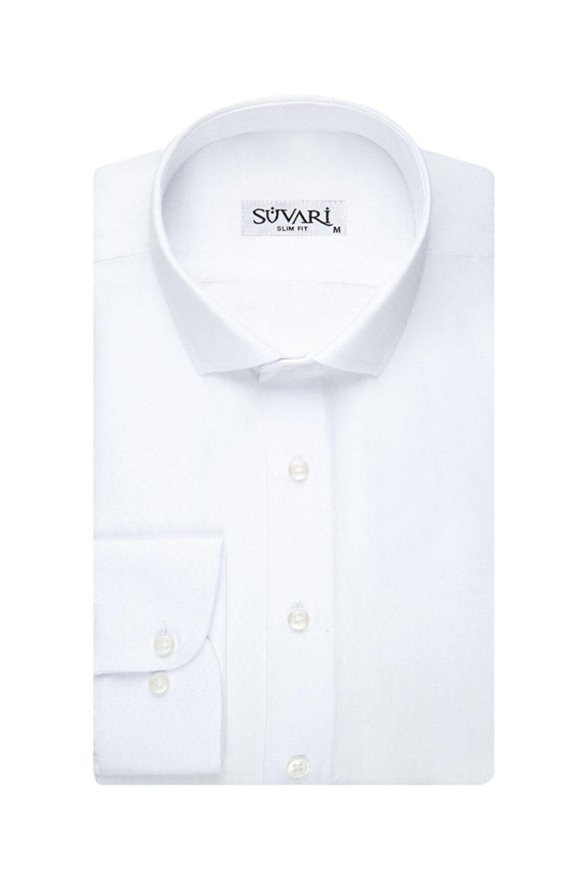 Süvari Slim Fit Armür Desenli Beyaz Erkek Gömlek