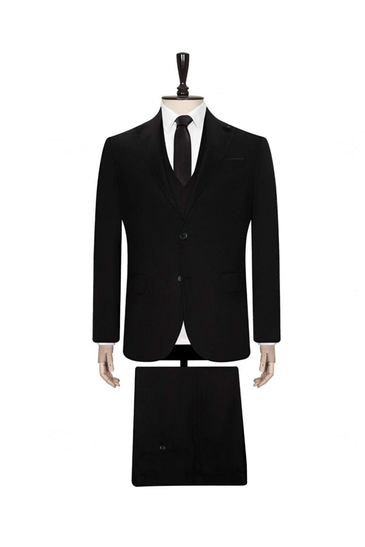 Süvari Yelekli Siyah Slim Fit Takım Elbise