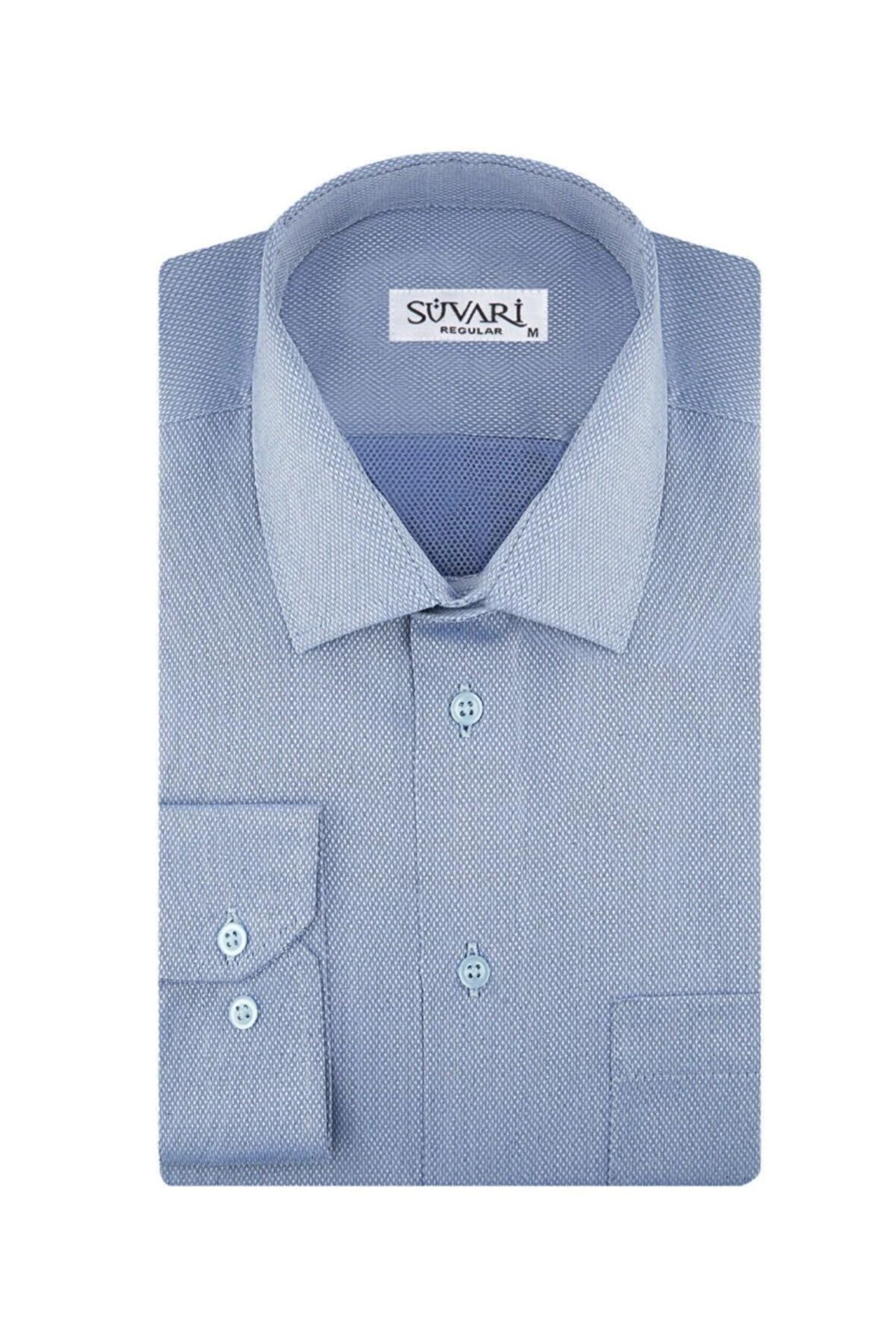 Süvari Armür Desenli Açık Mavi Erkek Gömlek