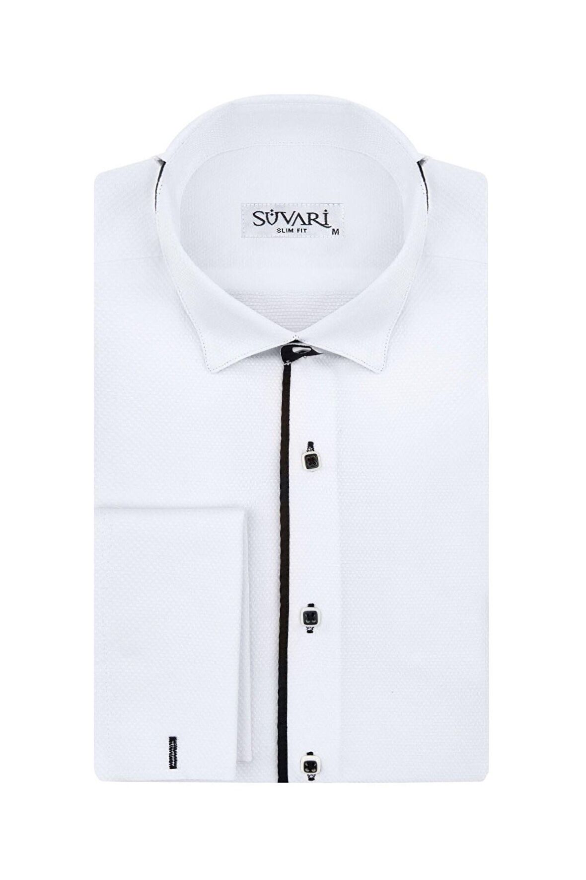 Süvari Slim Fit Ata Yaka Beyaz Erkek Gömlek