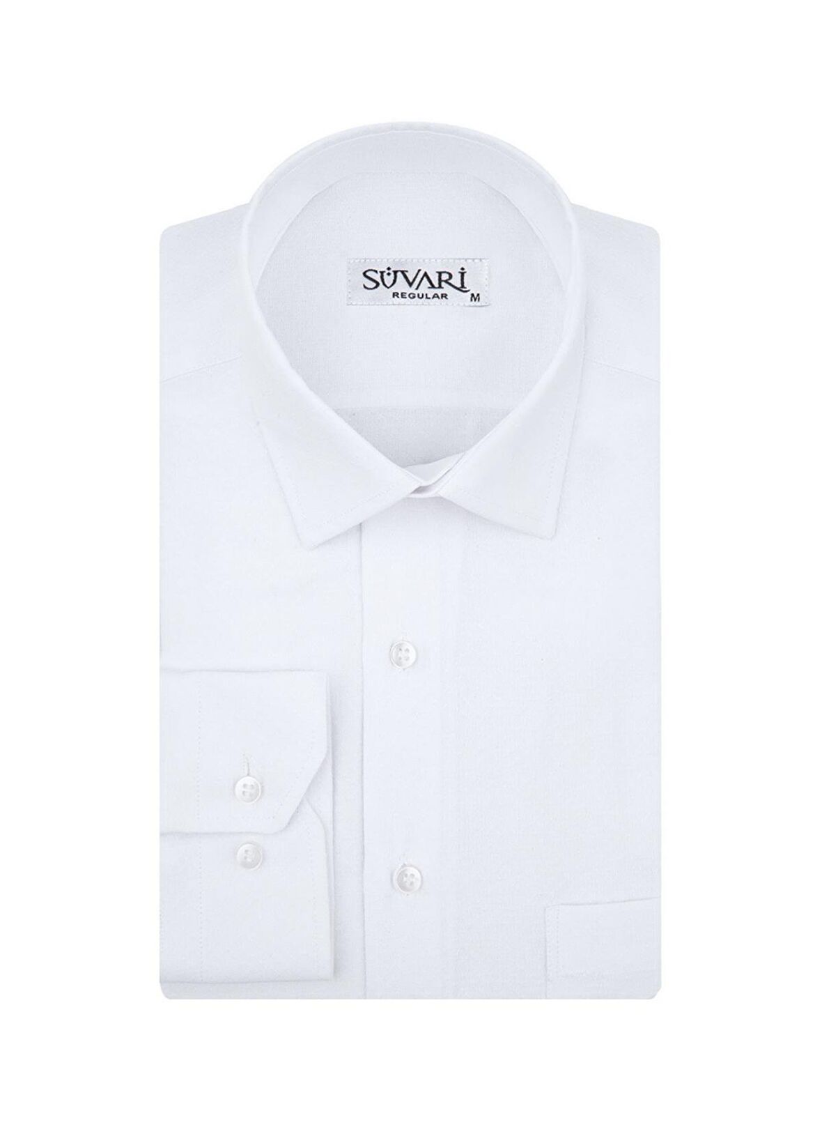 Süvari GM2025000183 Klasik Yaka  Regular Fit Armürlü Beyaz Erkek Gömlek