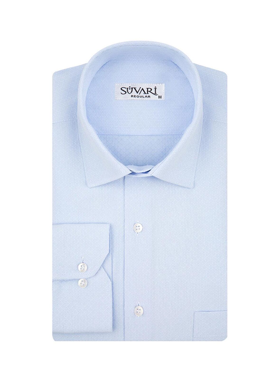 Süvari Gm2025000183 Klasik Yaka Regular Fit Armürlü Mavi Erkek Gömlek