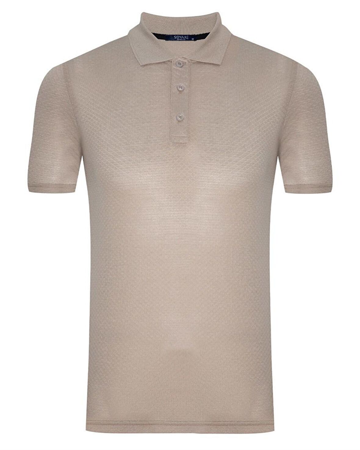 Süvari Bol Kesim Jakarlı 179 Desen Polo Yaka Bej Tshirt
