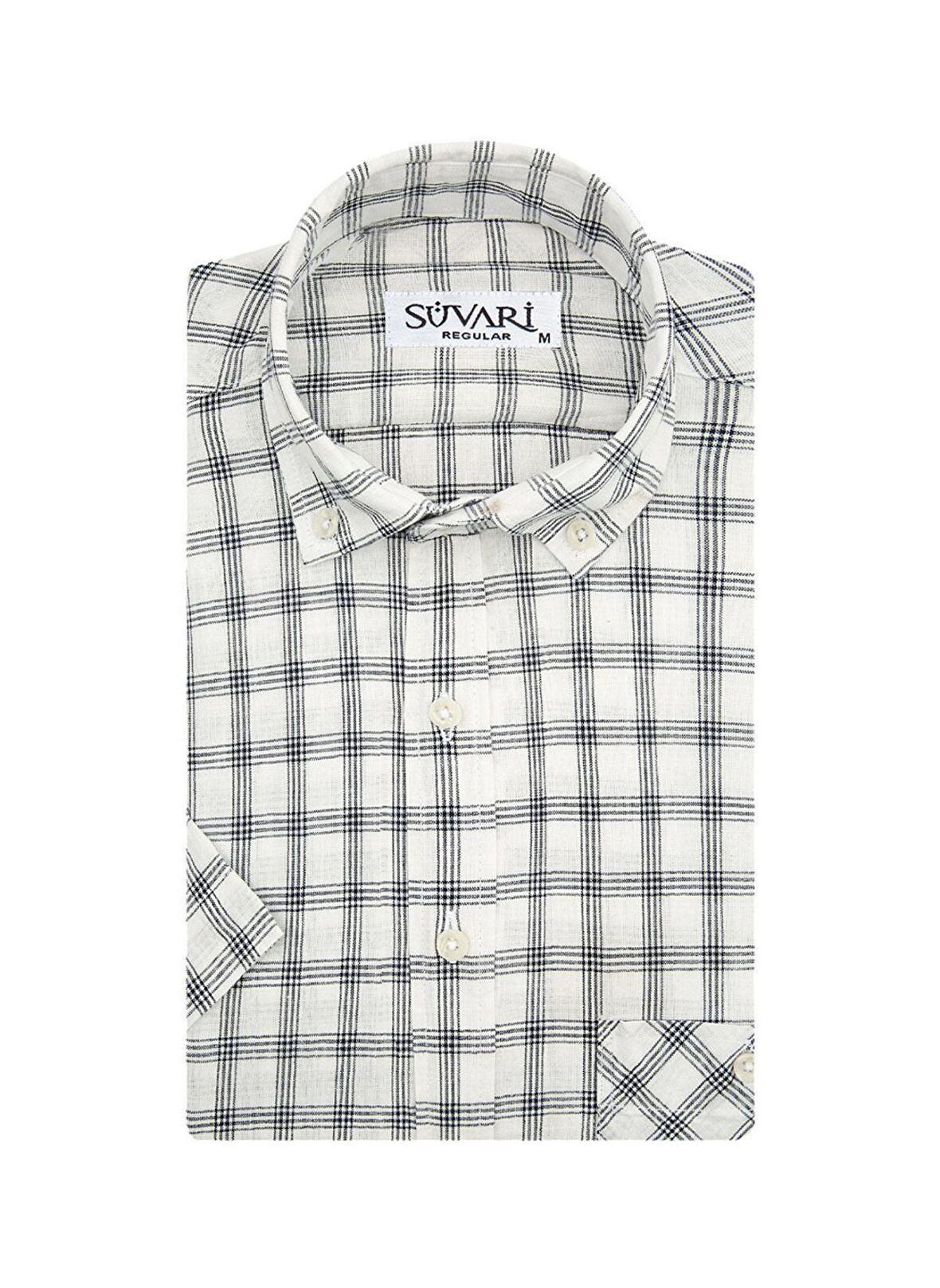 Süvari Desenli Kısa Kollu Beyaz Erkek Gömlek