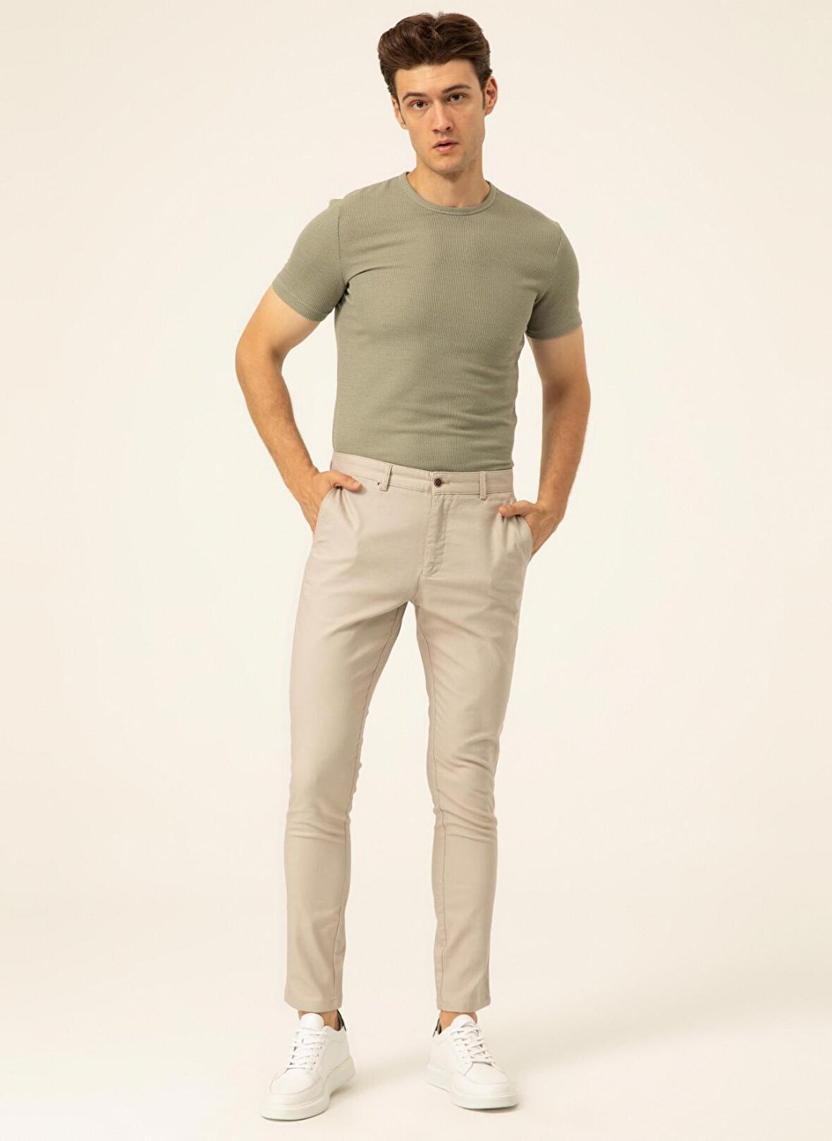 Süvari Normal Bel Normal Paça Slim Fit Bej Erkek Pantolon PN2020500493