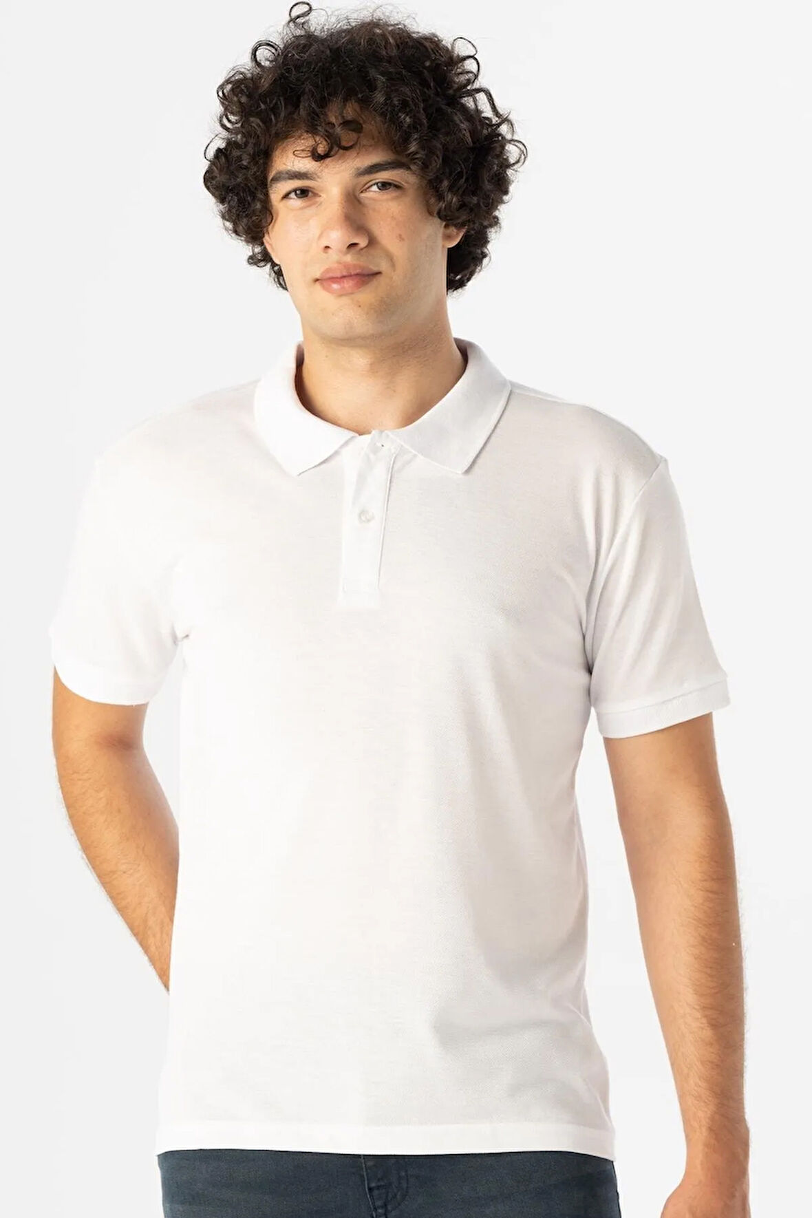 Polo Yaka Regular Kalıp Armürlü Tişört