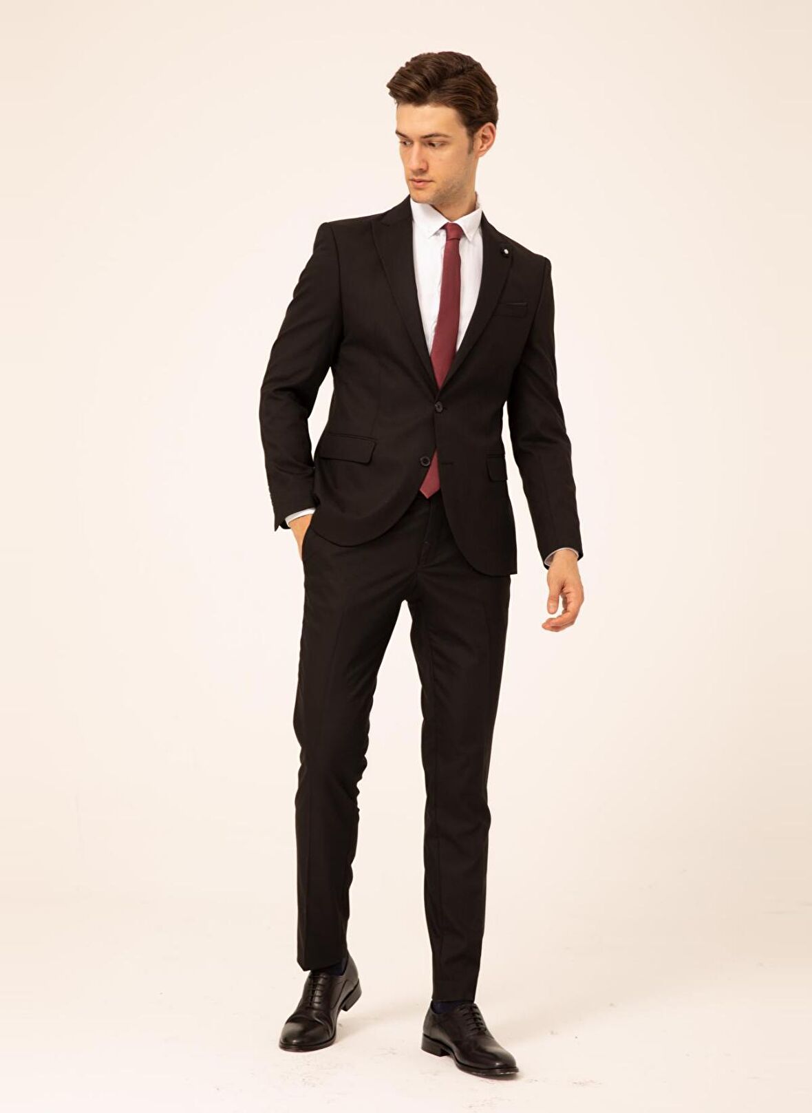 Süvari Normal Bel Slim Fit Siyah Erkek Takım Elbise Tk1000600242