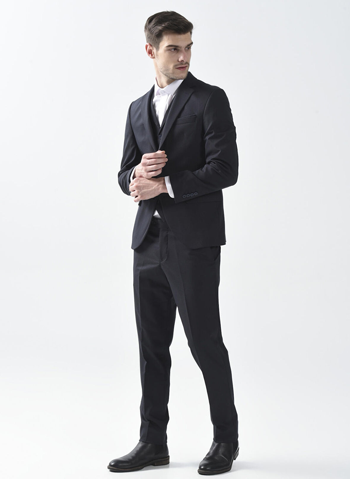 Süvari Normal Bel Slim Fit Lacivert Erkek Takım Elbise Tk1020000243