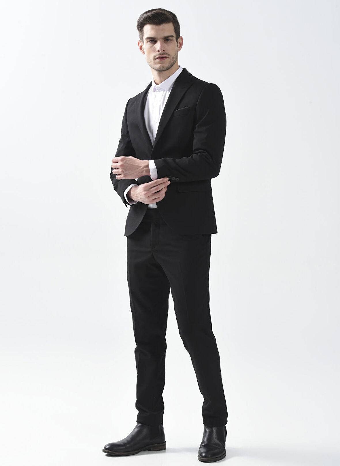 Süvari Normal Bel Slim Fit Siyah Erkek Takım Elbise Tk1000600245