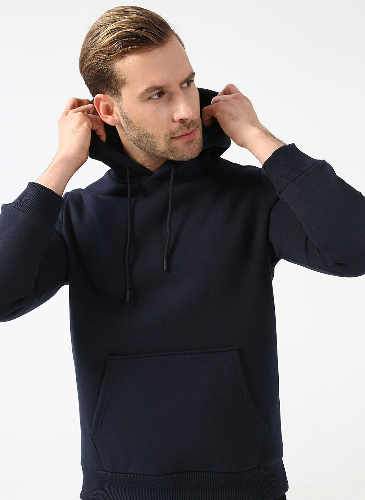 Süvari Kapüşon Yaka Regular Fit Lacivert Erkek Kazak TR2013700311