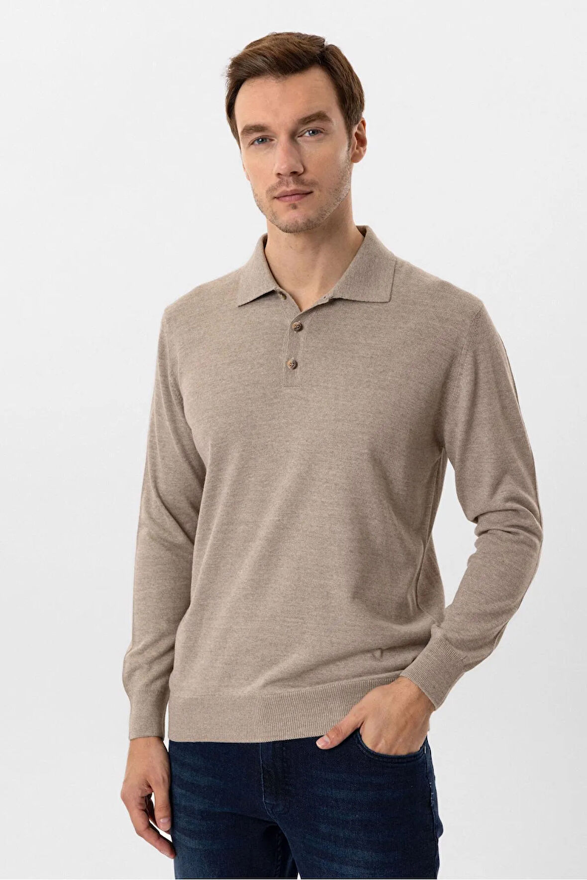 Polo Yaka Regular Düz Triko