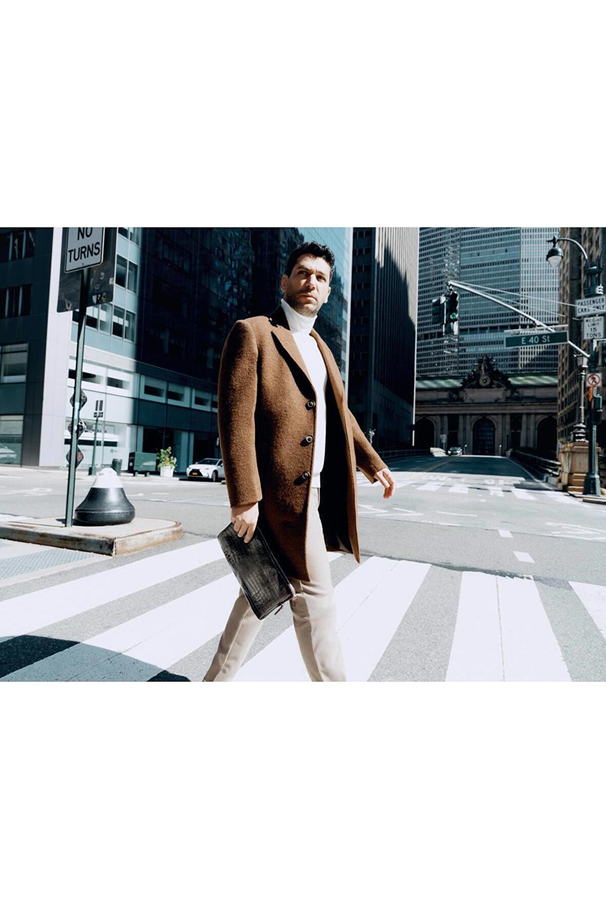 Süvari Mono Yaka Slim Kalıp Düz Kaban