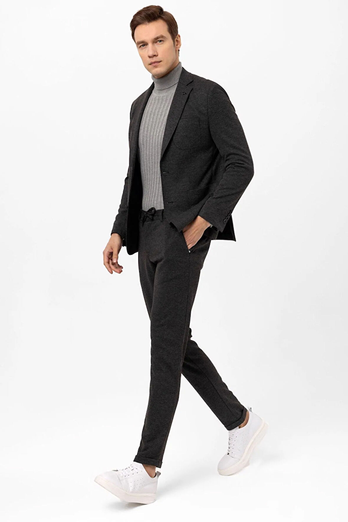 Slimfit Armürlü Takım Elbise