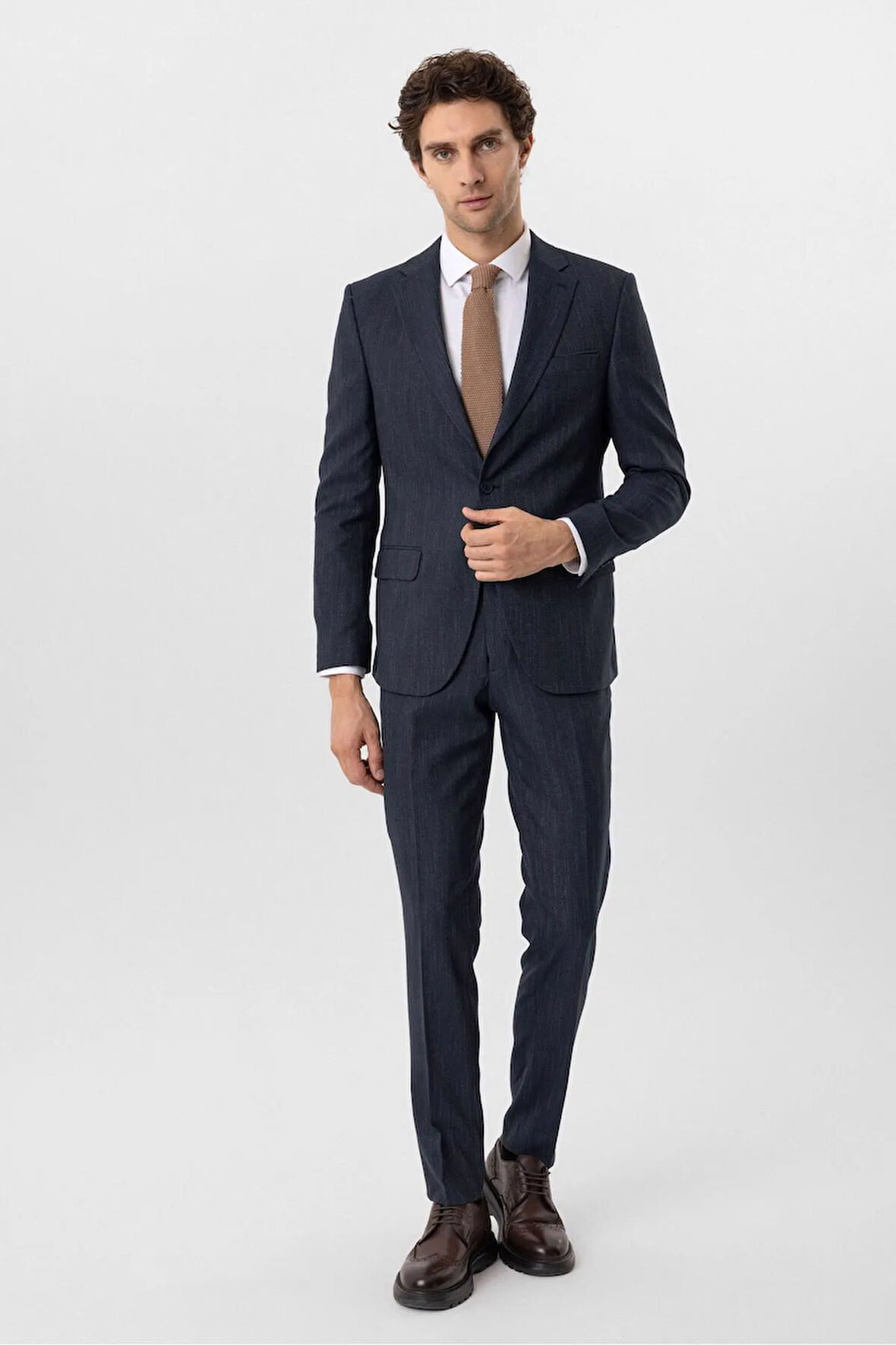 Slimfit Desenli Takım Elbise