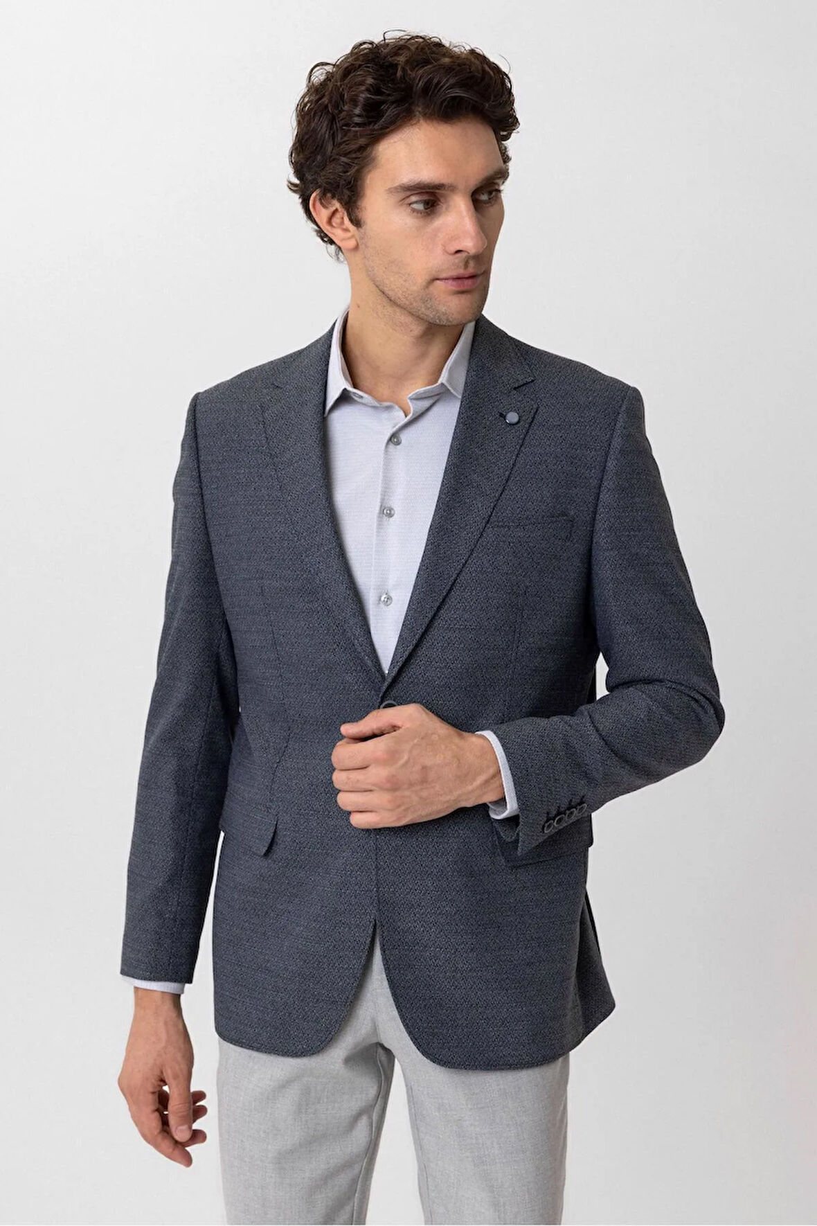 Regular Kalıp Armürlü Ceket