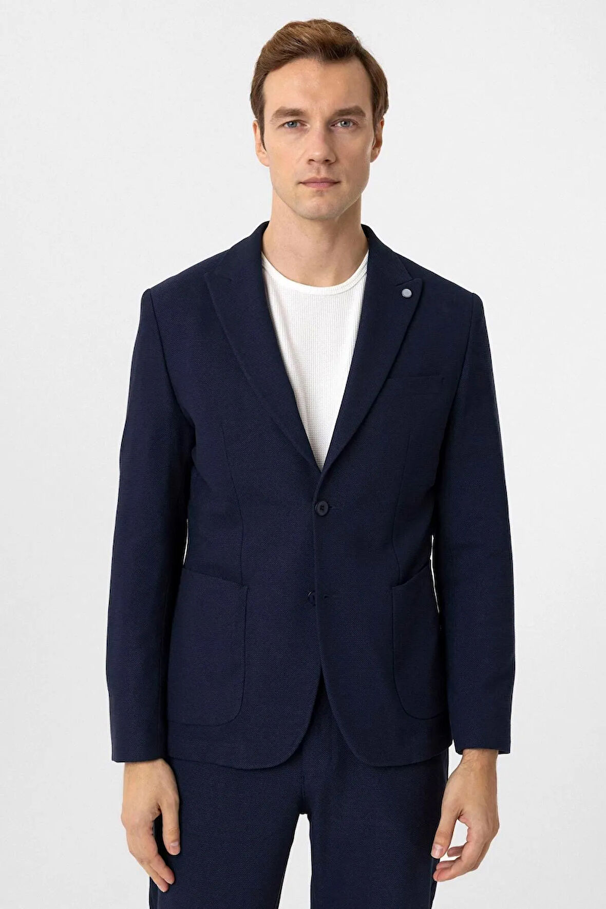 Slimfit Desenli Takım Elbise