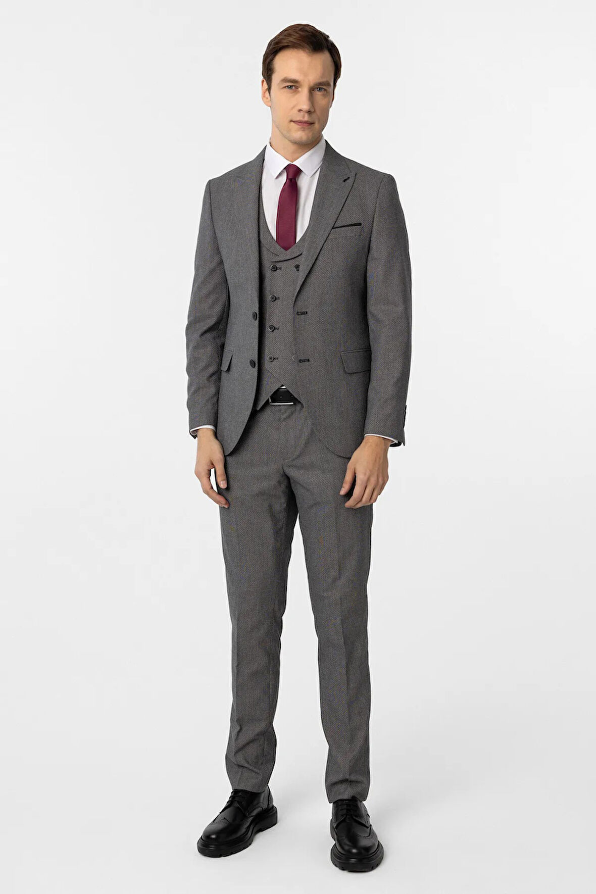 Süvari Dar Kesim Desenli Takım Elbise