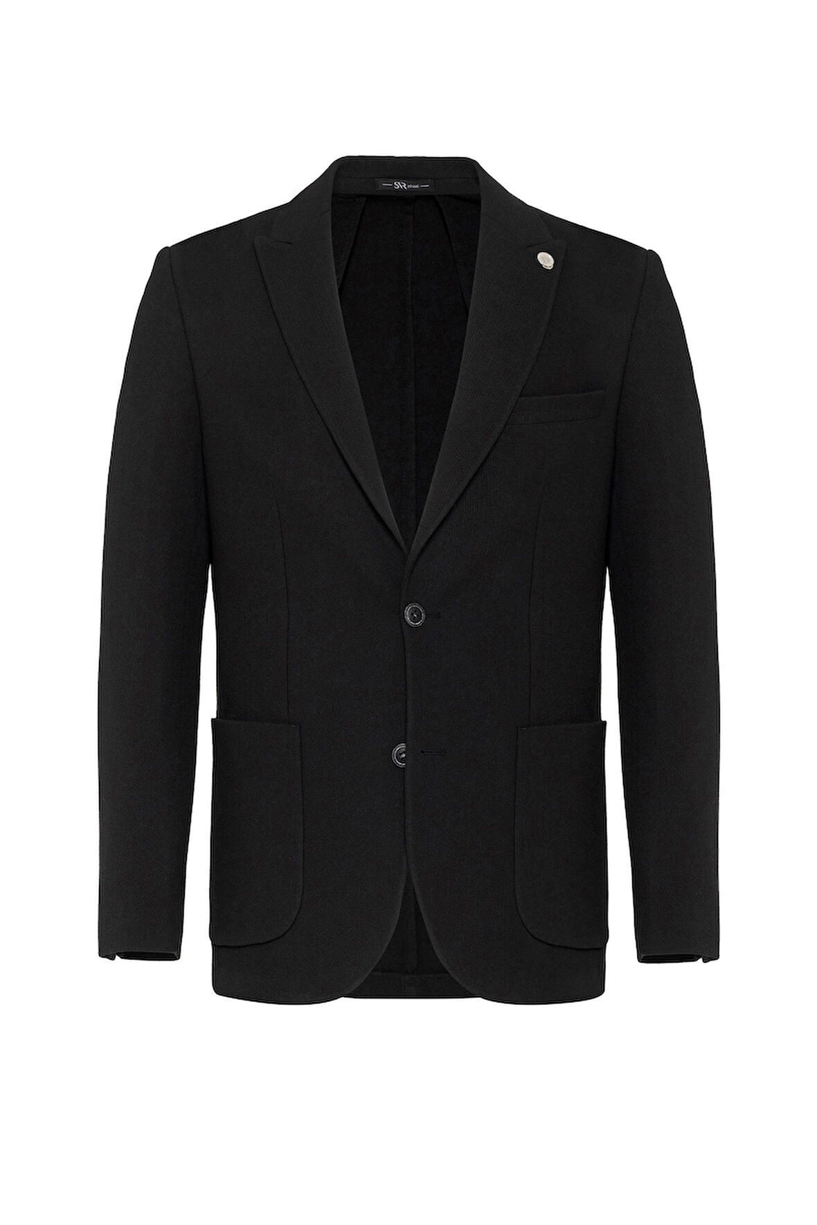 Siyah Slim Fit Sivri Yaka 6 Drop Ceket