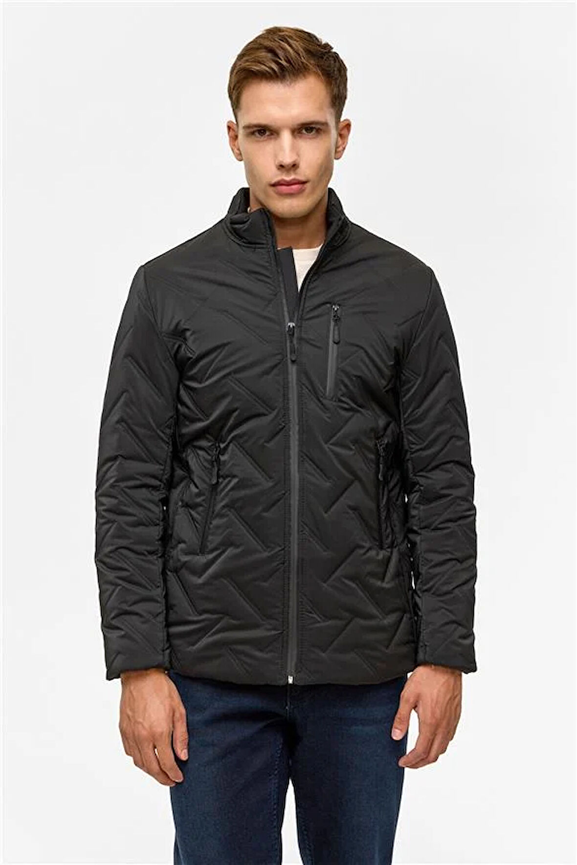 Siyah Slim Kapitone Mont