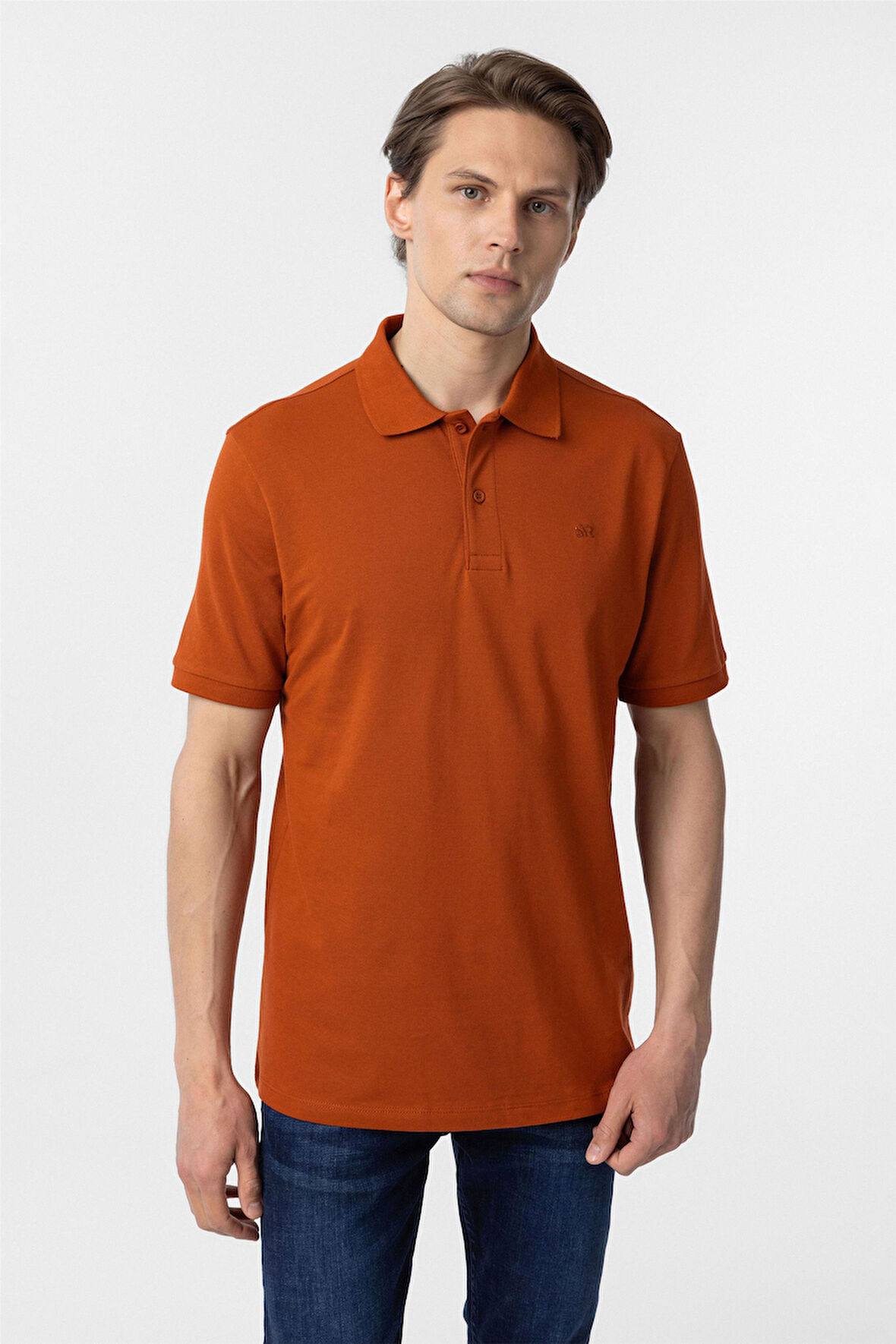Kiremit Regular Düz Polo Yaka Tişört