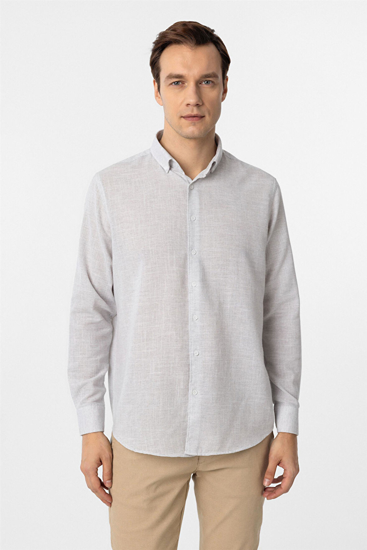 Taş Regular Fit Desenli Düğmeli Yaka Gömlek