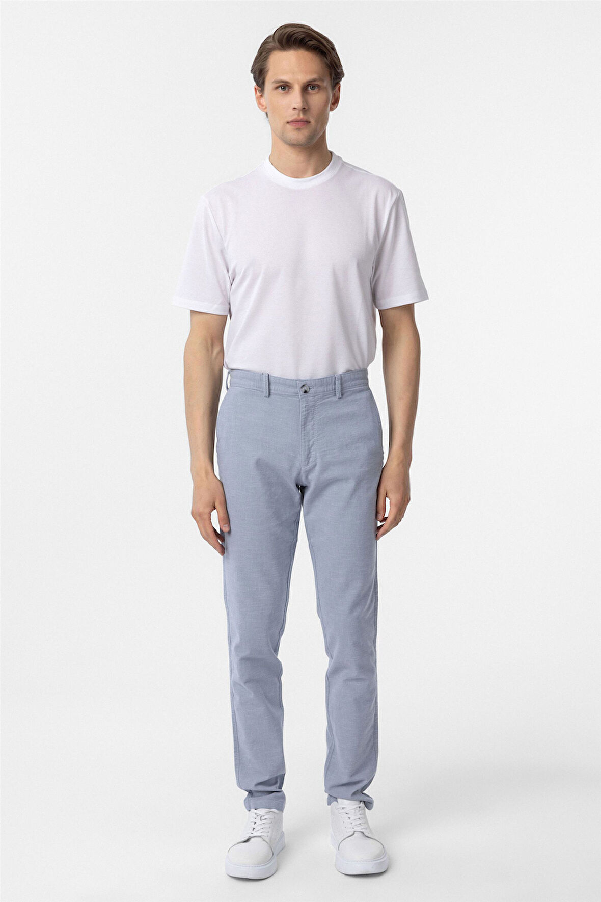 Mavi Slim Fit Armürlü Kanvas Pantolon