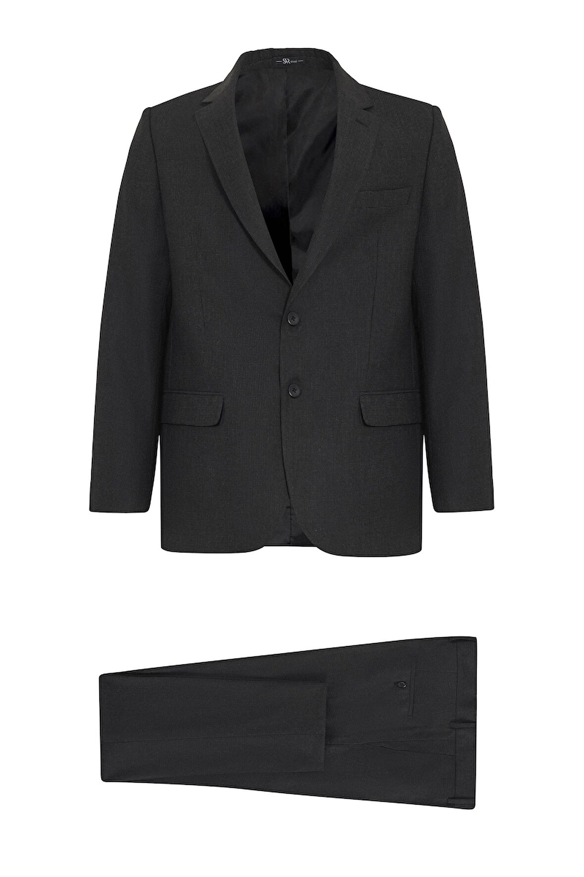 Siyah Regular Desenli Mono Yaka 4 Drop Klasik Takım Elbise