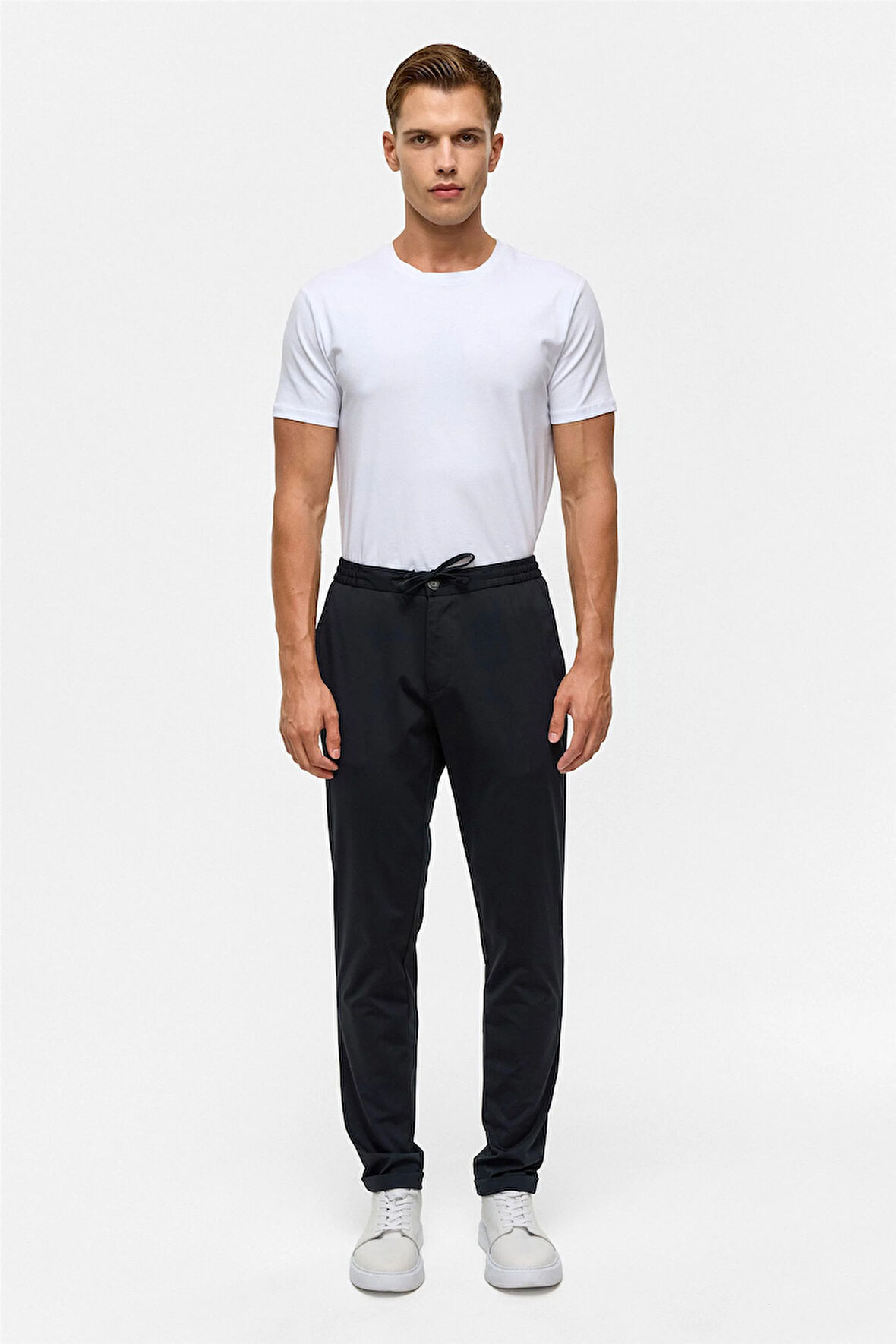 Lacivert Slim Armürlü Jogger Pantolon