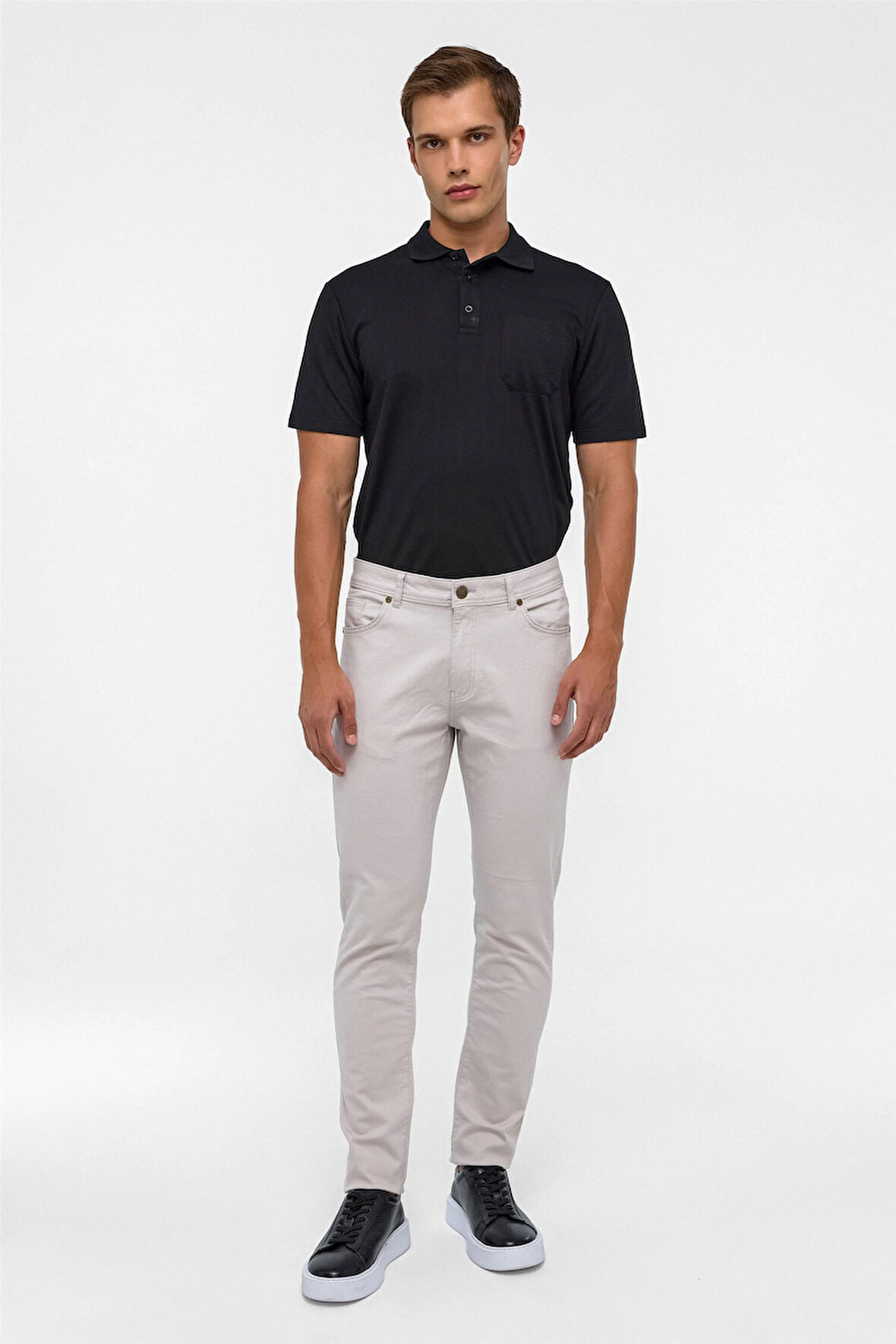 Bej Slim 5 Cep Kalıp Armürlü Pantolon