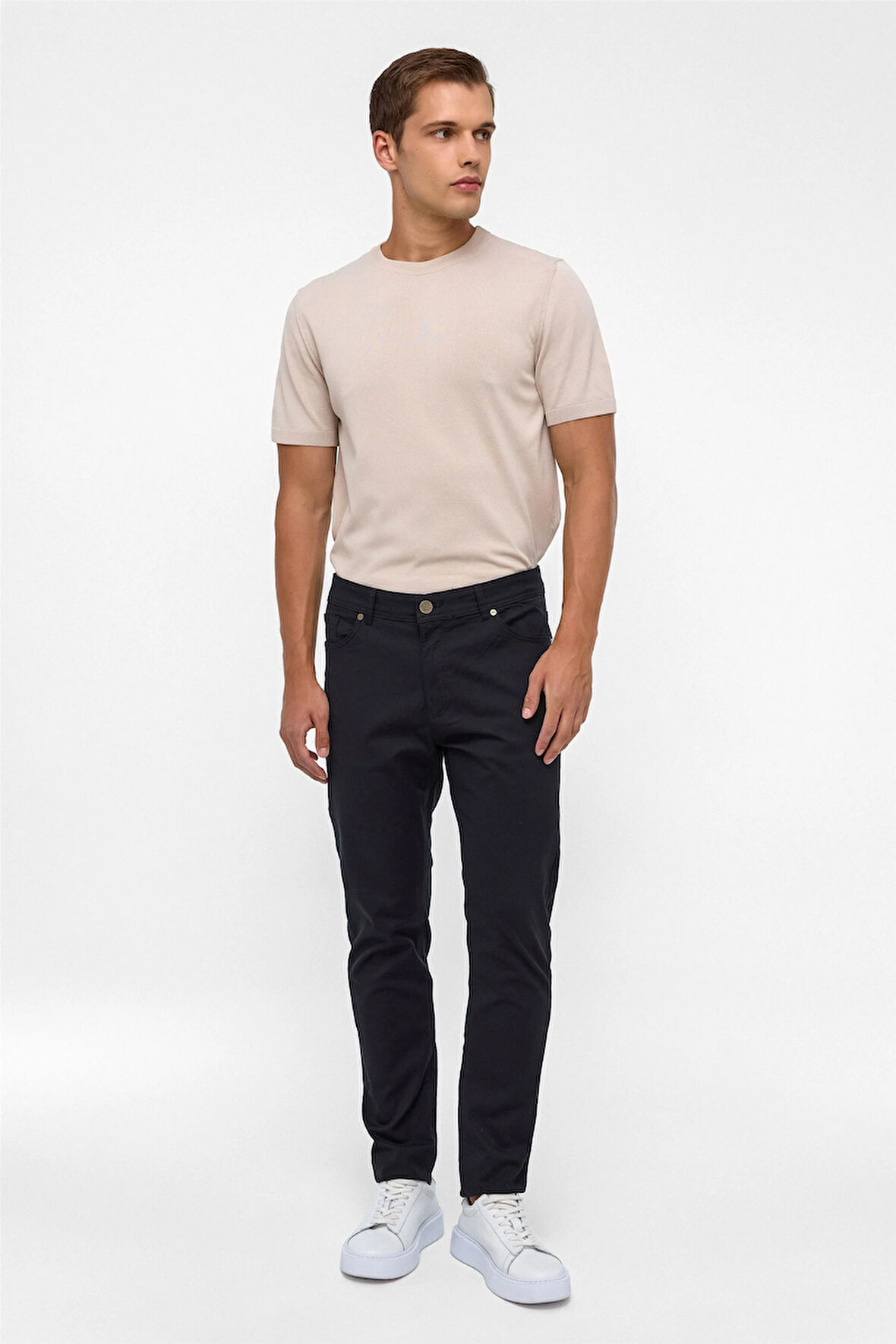 Siyah Slim 5 Cep Kalıp Armürlü Pantolon