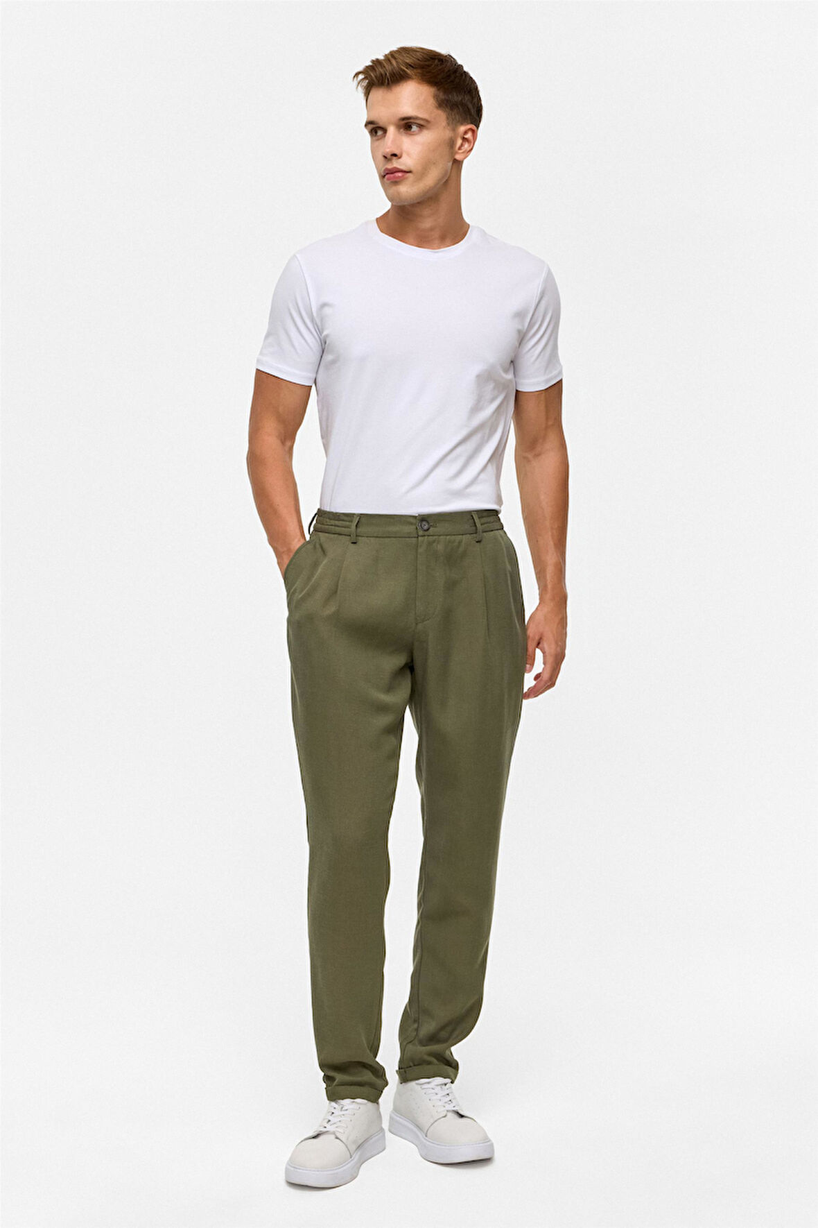 Koyu Haki Slim Armürlü Jogger Pantolon