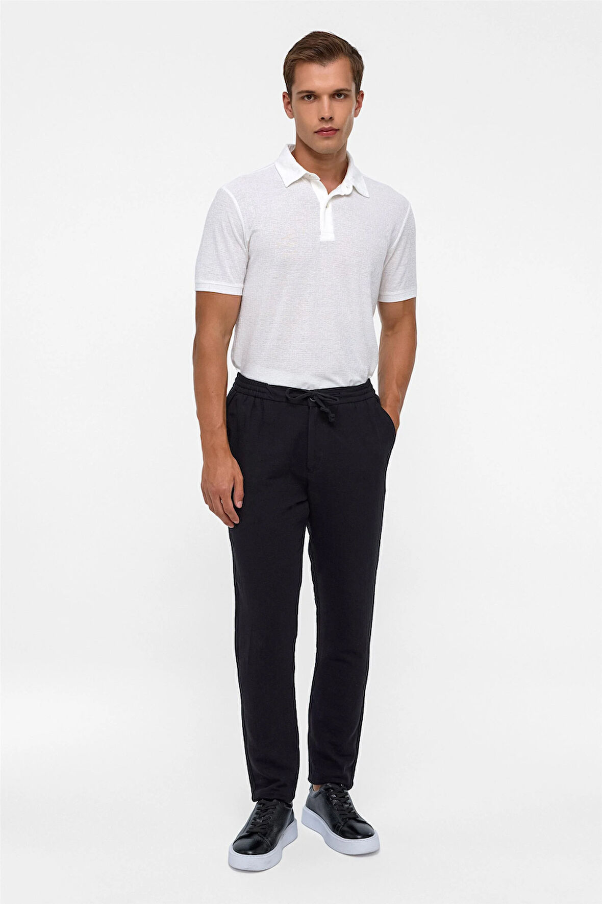 Siyah Slim Düz Jogger Pantolon