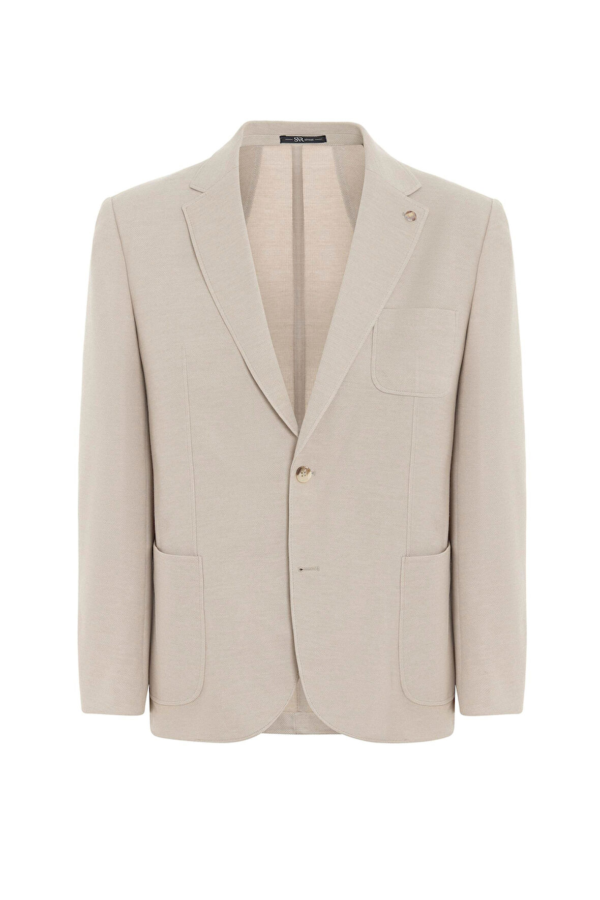 Bej Regular Desenli Mono Yaka 6 Drop Ceket