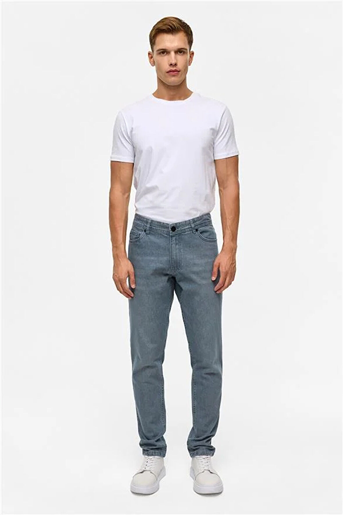 Gri Slim Denim Pantolon