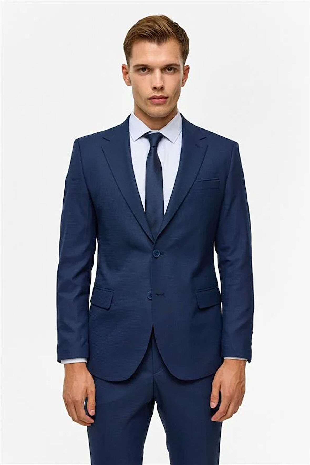 Lacivert Slim Desenli 6 Drop Takım Elbise