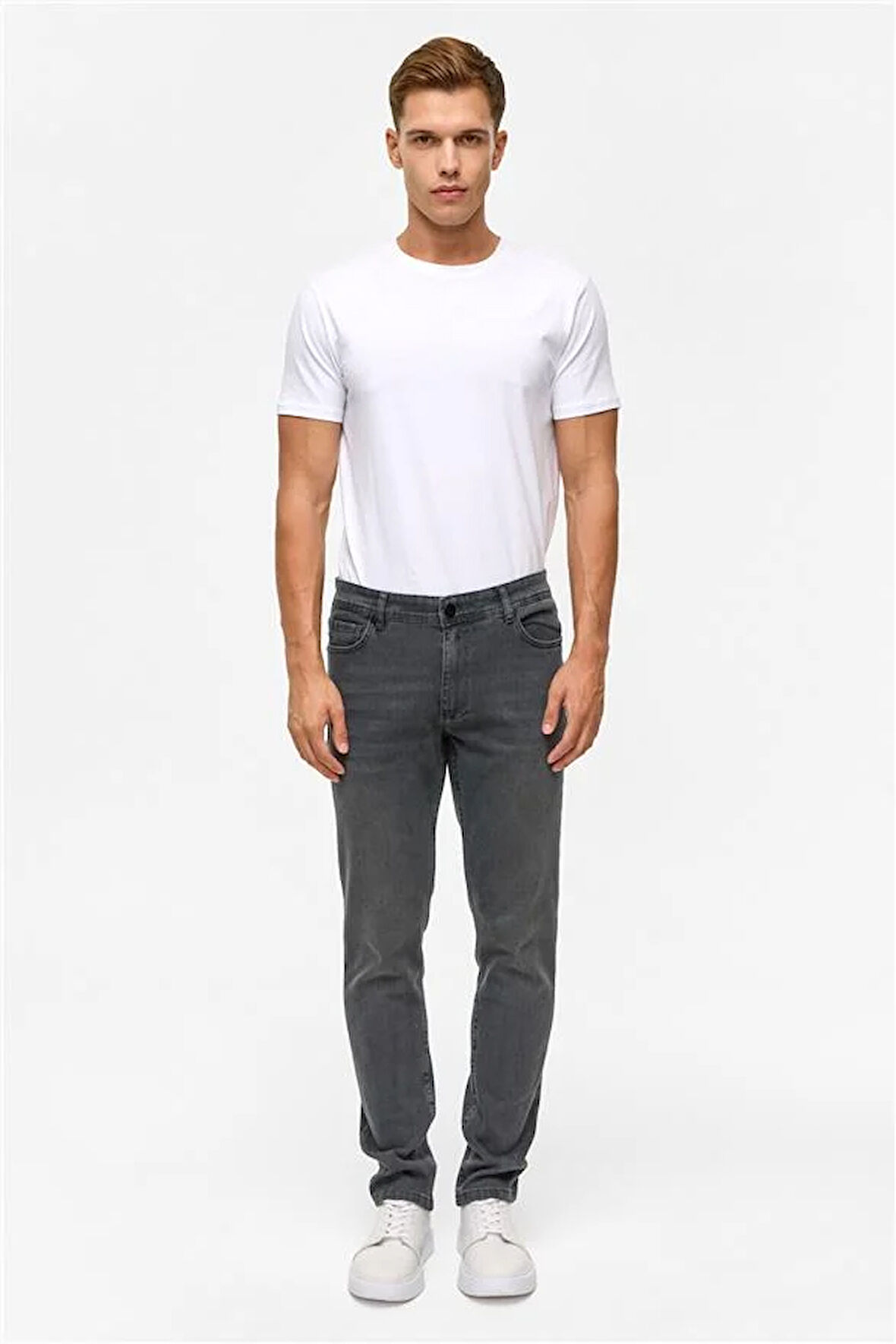 Gri Slim Denim Pantolon