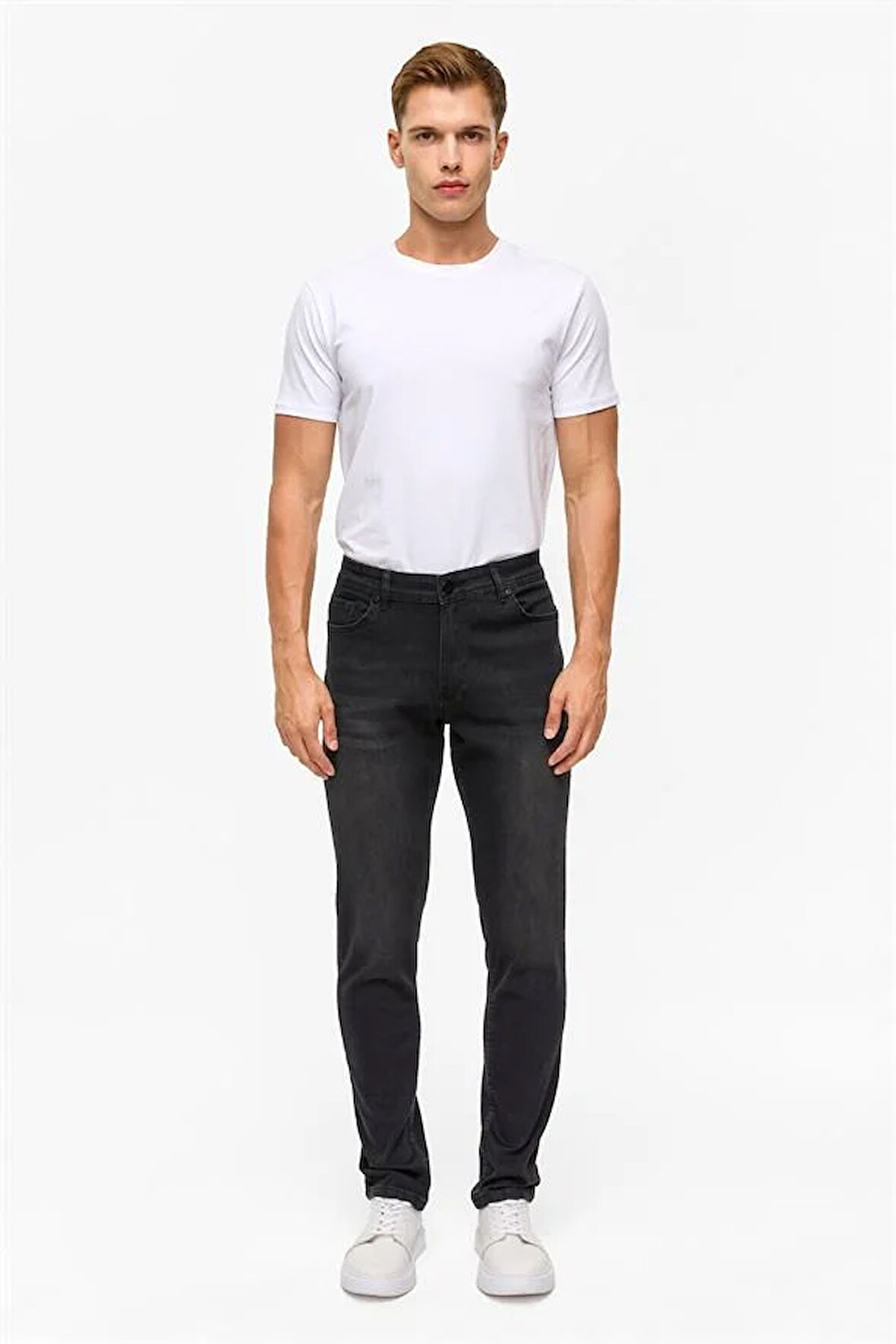 Gri Slim Denim Pantolon